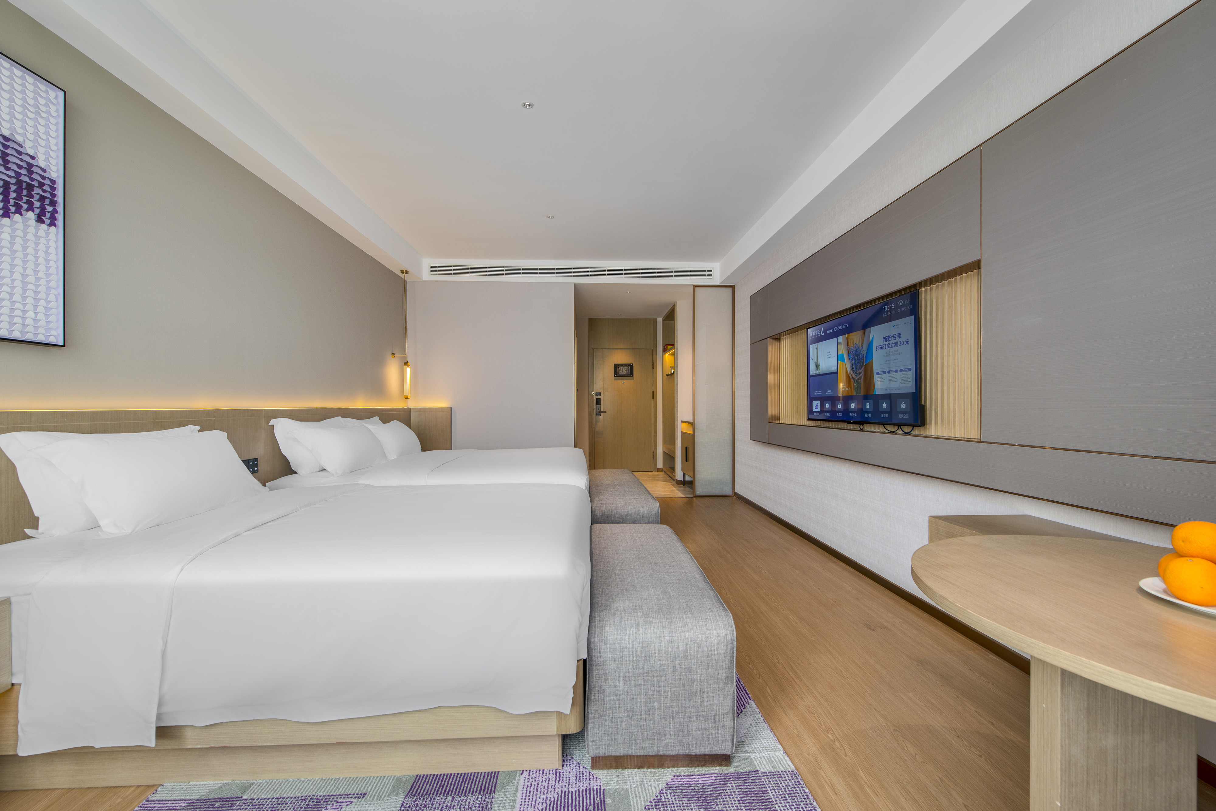 Lavande Hotel (Tianjin Zhongxin Ecological City Jijing Tiandi Branch)家庭房（慕思品牌床垫+小冰箱+电视投屏+城市街景）