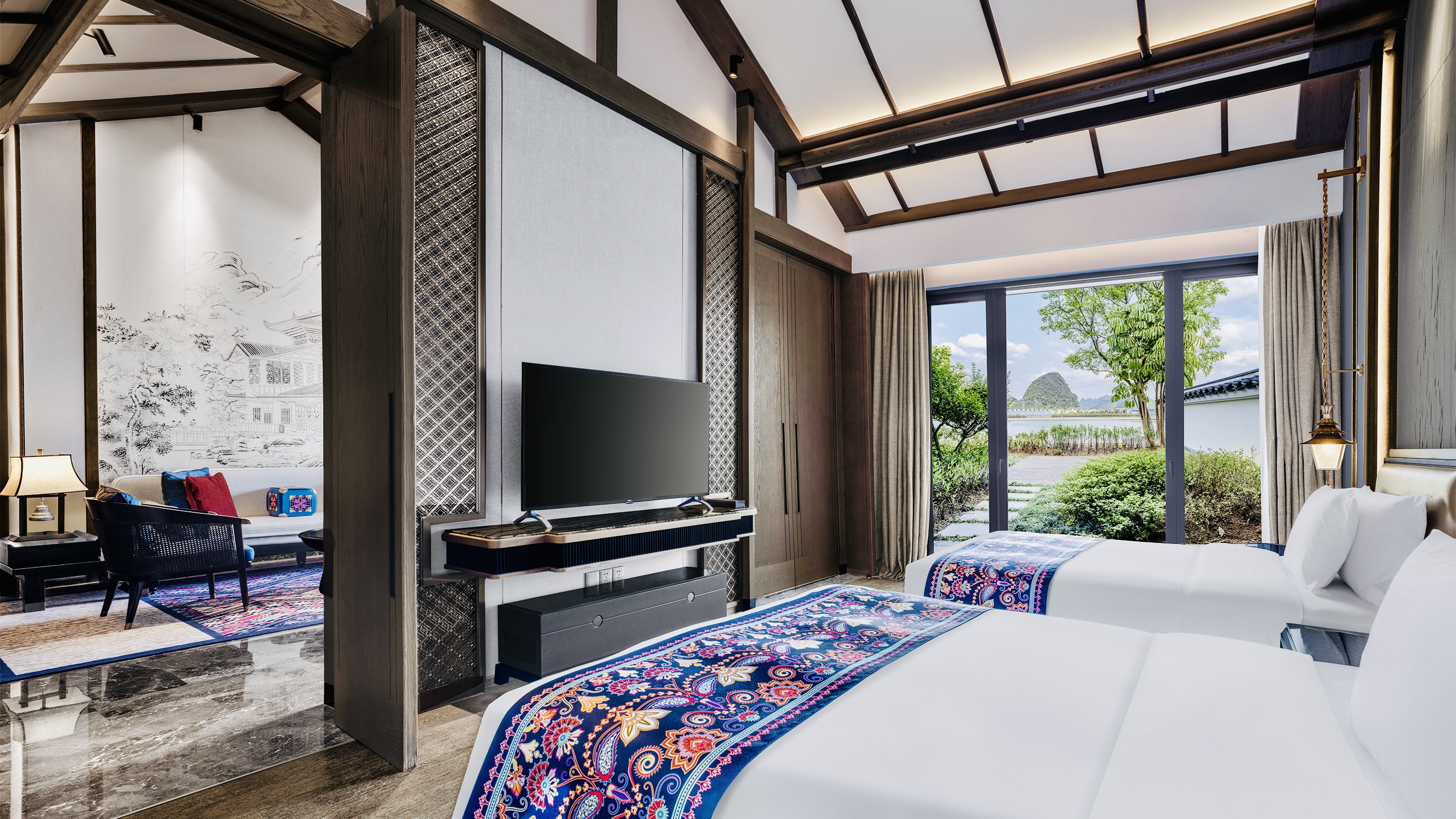 湖景庭院露台双床单卧别墅