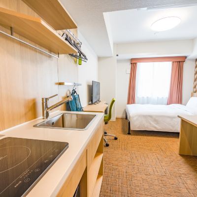 雙人床房（帶廚房，洗衣機和微波爐）【無煙房】 松本lit旅程飯店優惠