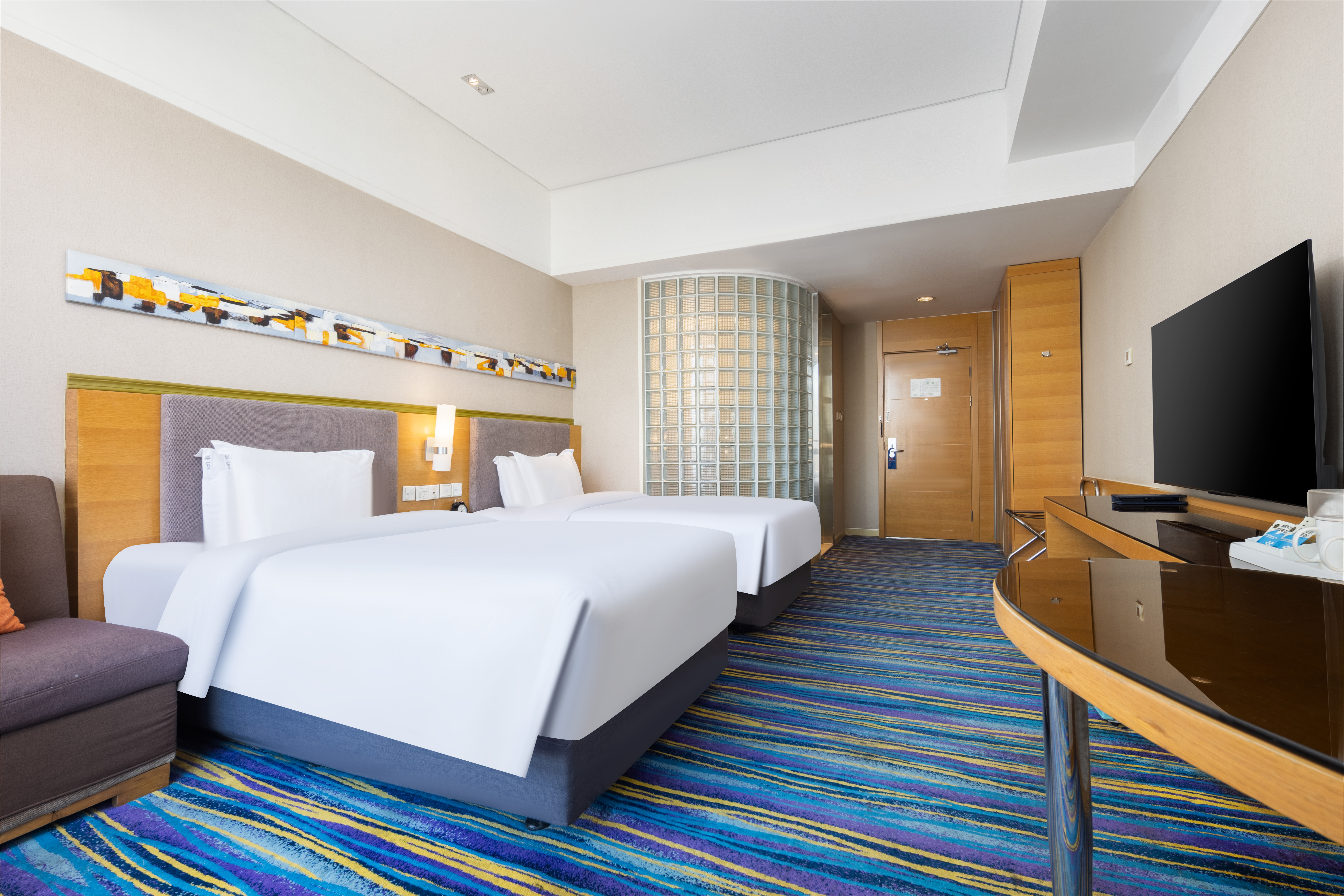 高级房 双床 城市景观