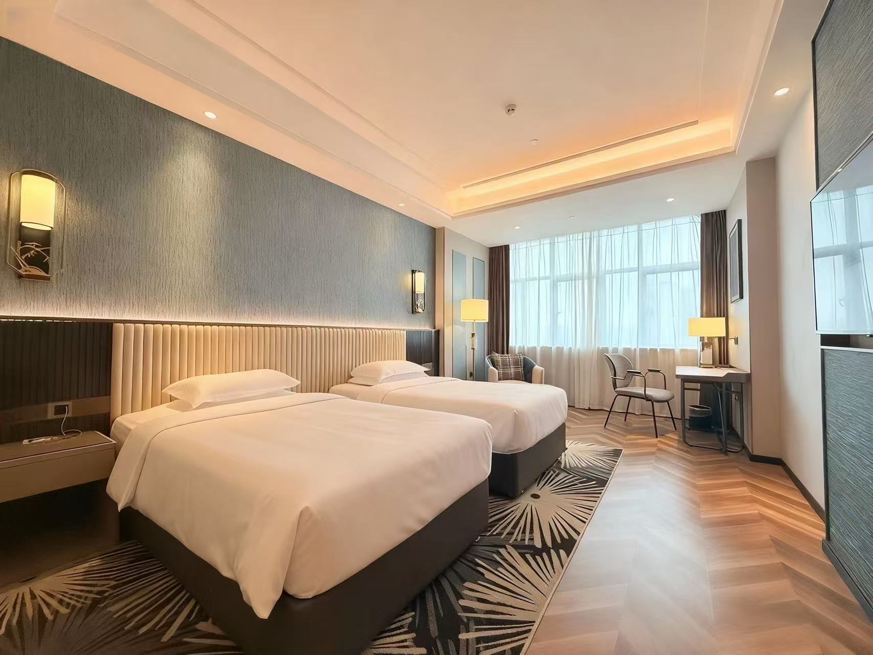 风雅城景双床房（智能马桶-冰箱-裸棉寝具-城市景观）