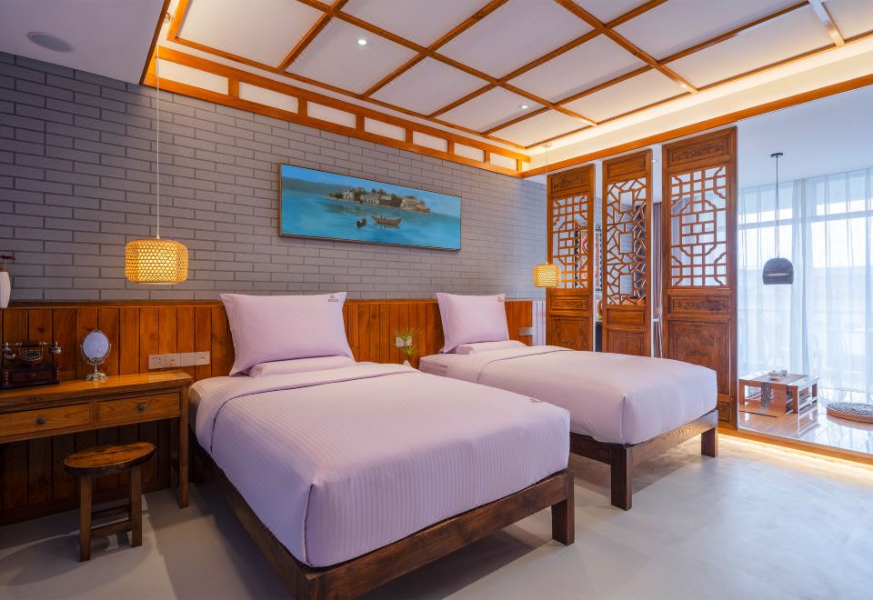 庭院景观双床房