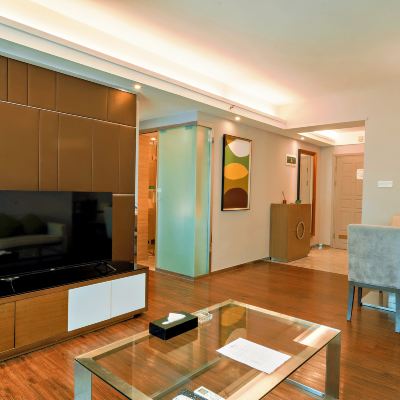 時尚一室一廳大床房（燃氣廚房） 深圳富瑞斯國際公寓優惠