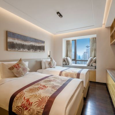 藝錦閣至尊一居套房-雙床 | 衣帽間+廚房+洗烘一體機 上海御錦軒凱賓斯基全套房酒店優惠