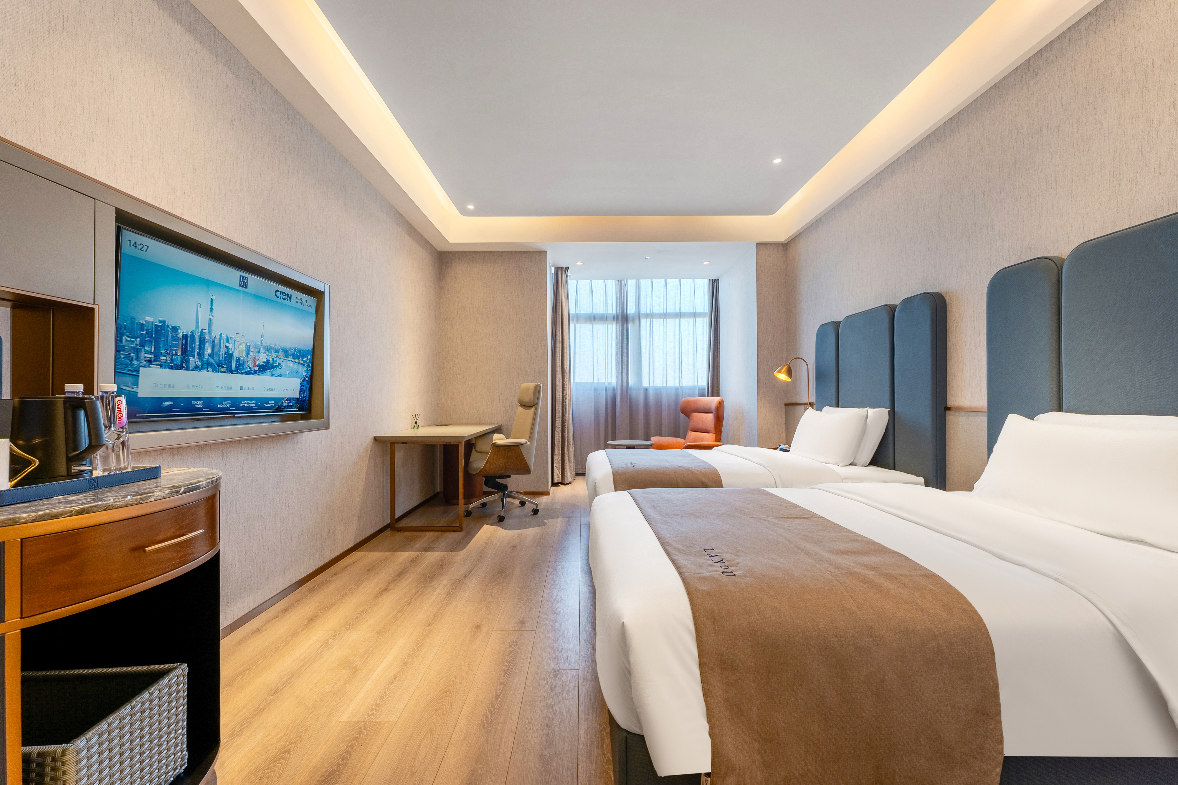 兰逸豪华双床房（智能客控+金可儿床垫+舒适办公桌）