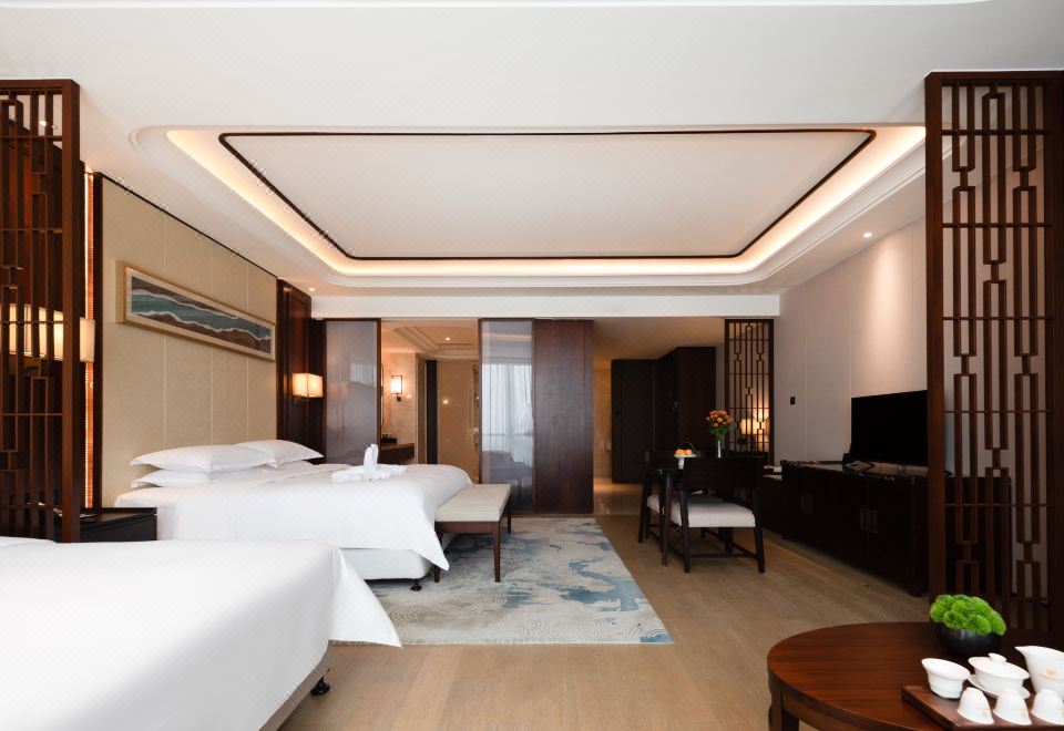 豪华家庭双床房【无烟+高楼层落地窗】