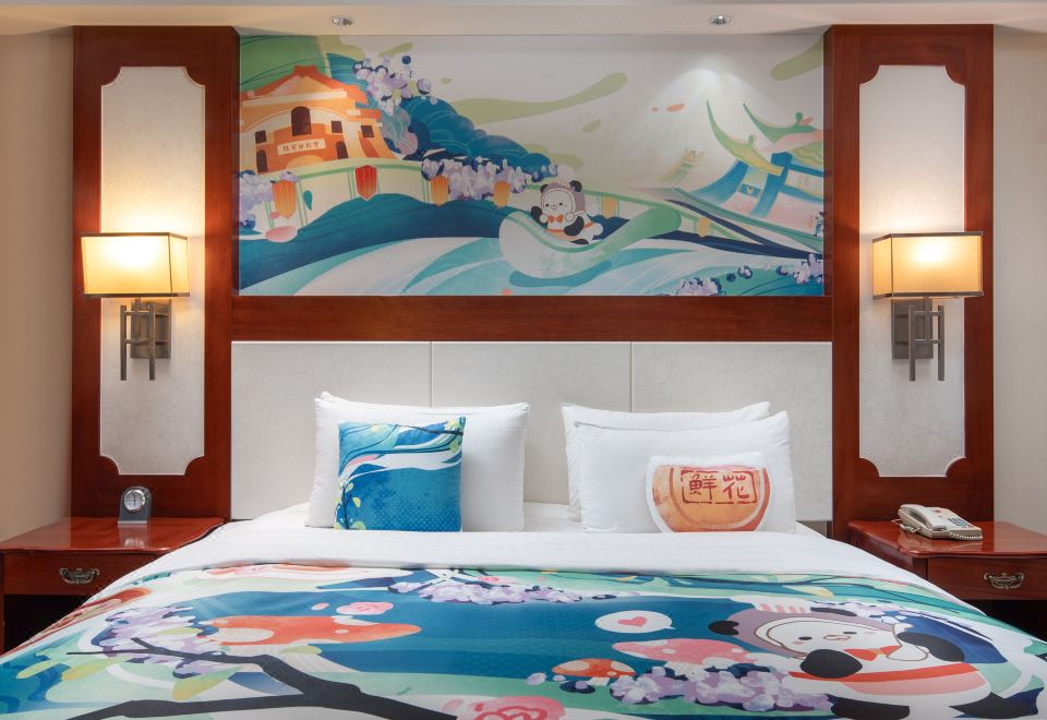 主题亲子套房「可爱趣玩屋+2床1厅+益智积木+欢乐木马」