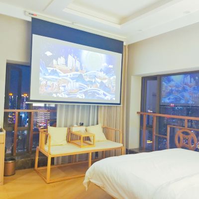 精緻投影大床房（高空珠江夜景+智能語音+4K投影） 御江苑維福頓公寓（廣州北京路海珠廣場地鐵站店）優惠