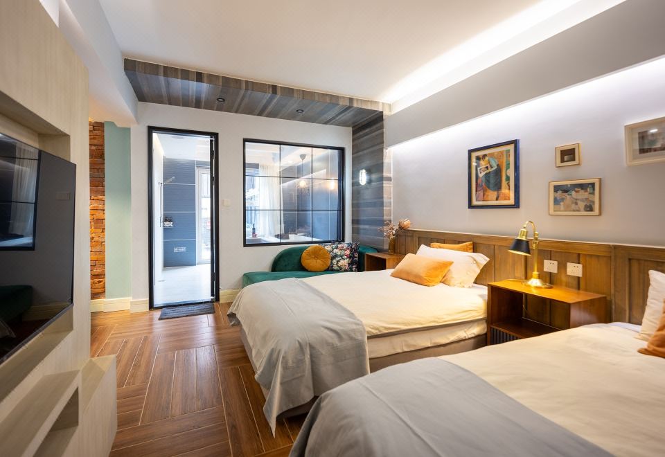 Fengcheng No.12 CourtyardGarden-view Light Luxury Twin Room (Relaxing Courtyard + Private Hot Spring + Private Outdoor Hot Spring)