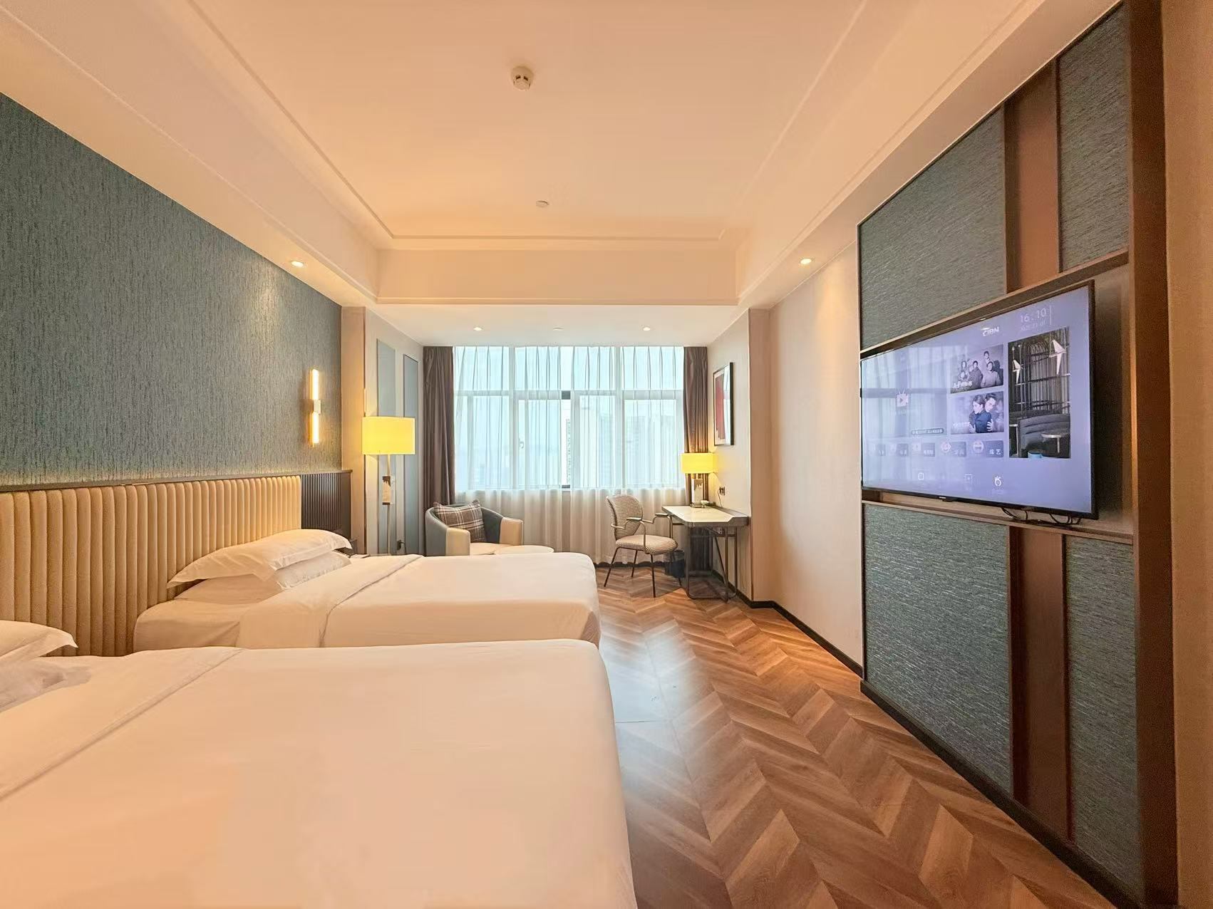 风雅双床房（智能马桶-小冰箱-裸棉寝具-城市景观）