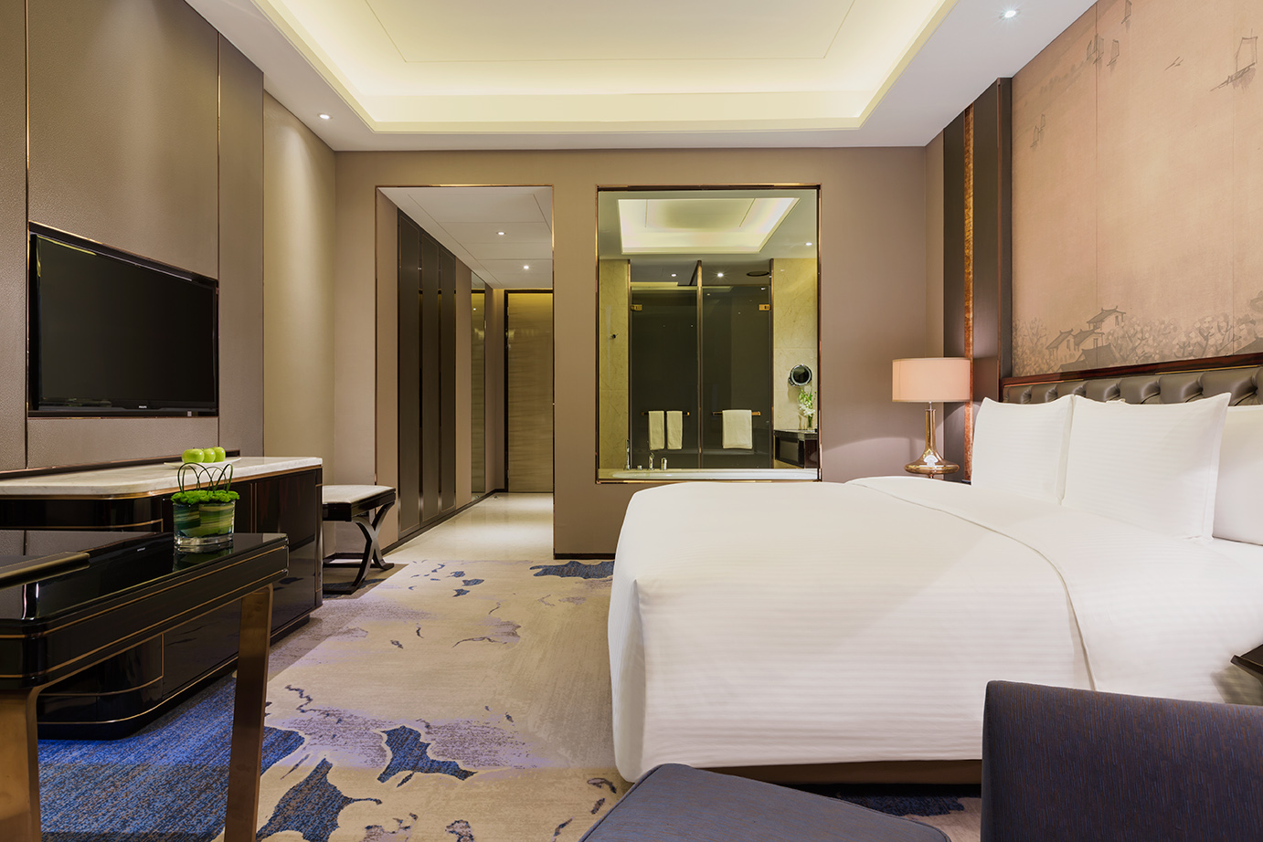 豪华大床房+斯林百兰床垫+休闲浴缸+Acca Kappa洗护品