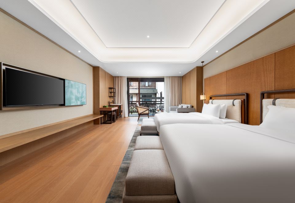 茶溪阳台双床-一入山水间，顿觉天地宽