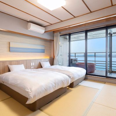 【禁煙】スタンダード露天風呂付和ベッドツイン シャワーのみ 湯快リゾート 和倉温泉 金波荘 クーポン