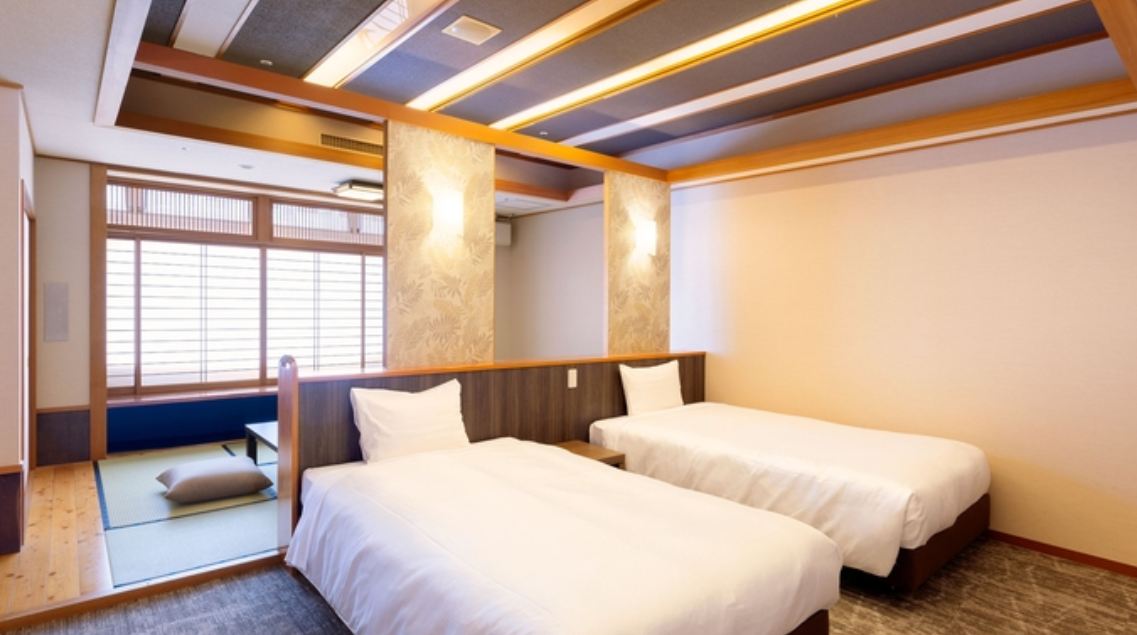 【无烟】经济型日式西式双床房，6张榻榻米，无室内浴池