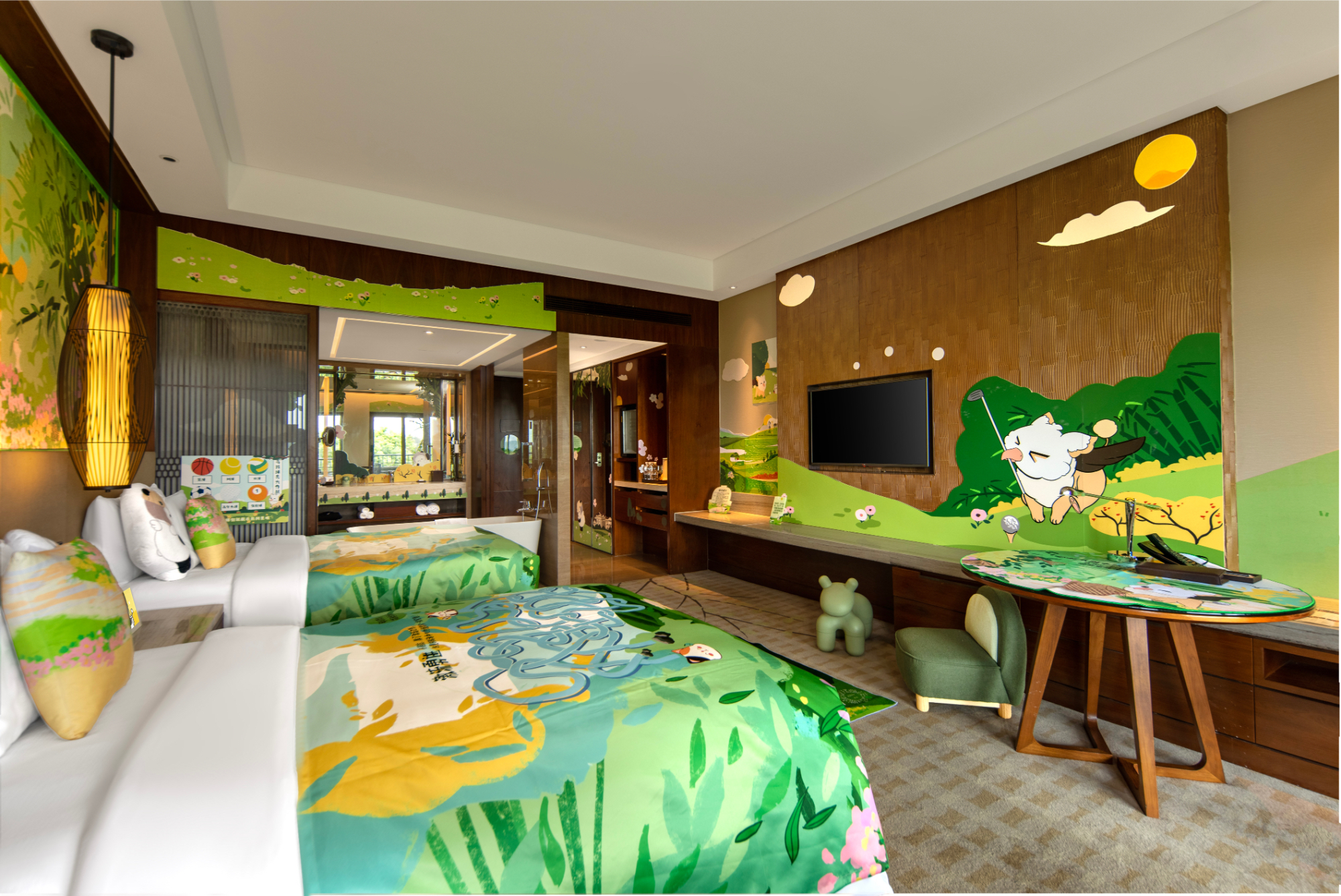 阳光运动亲子阳台双床房