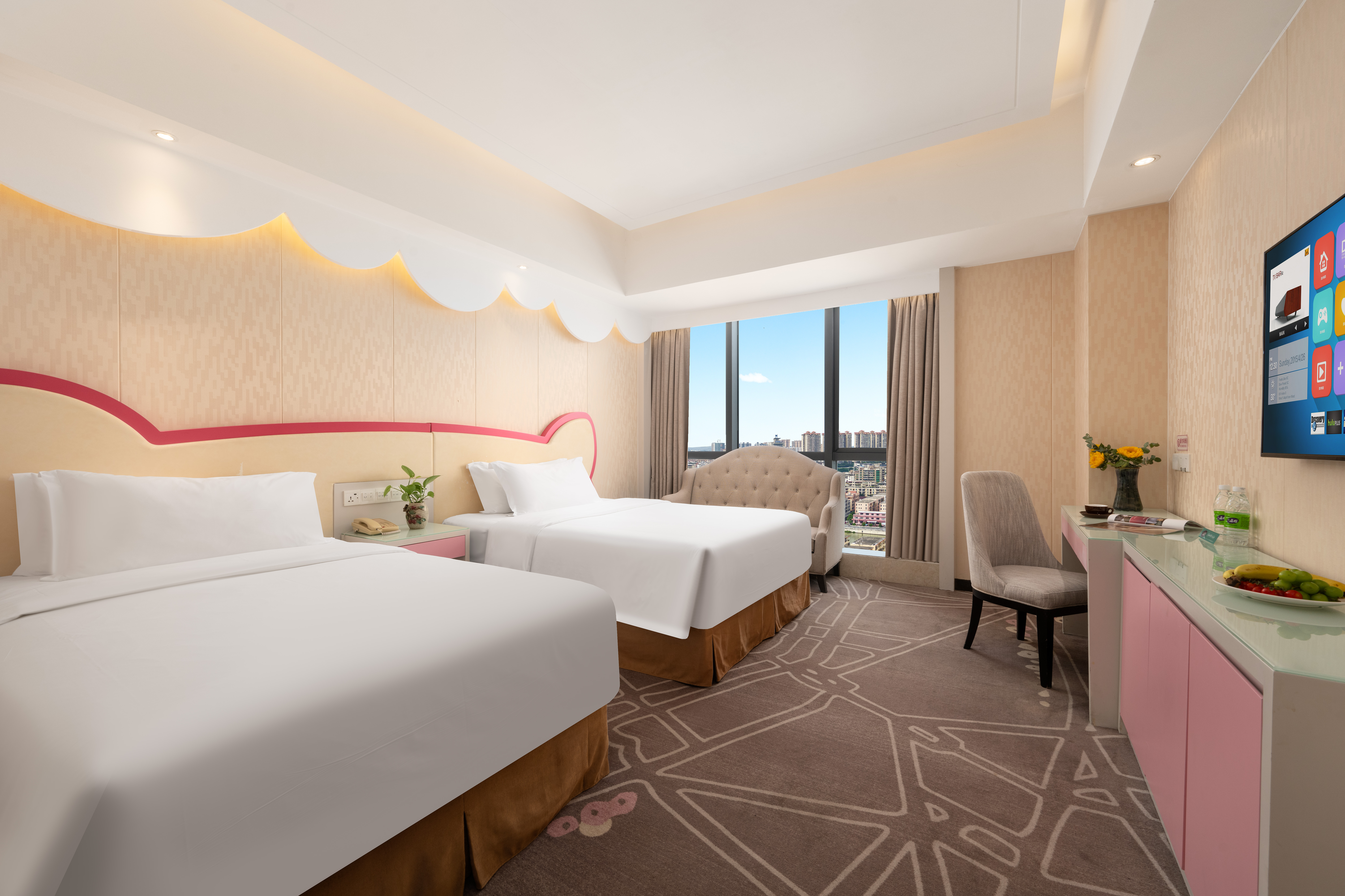 粉色主题双床房（阳光城景+粉梦空间+温馨满屋）