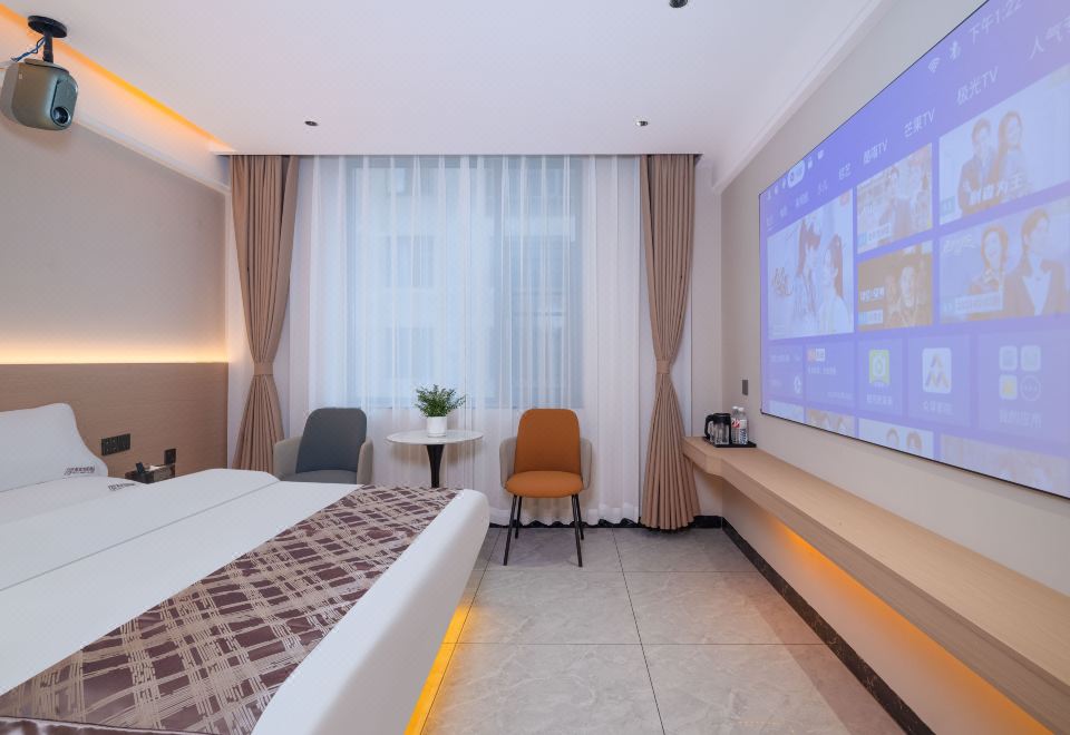 Wonderful Double Bed Room With Smart Projector
