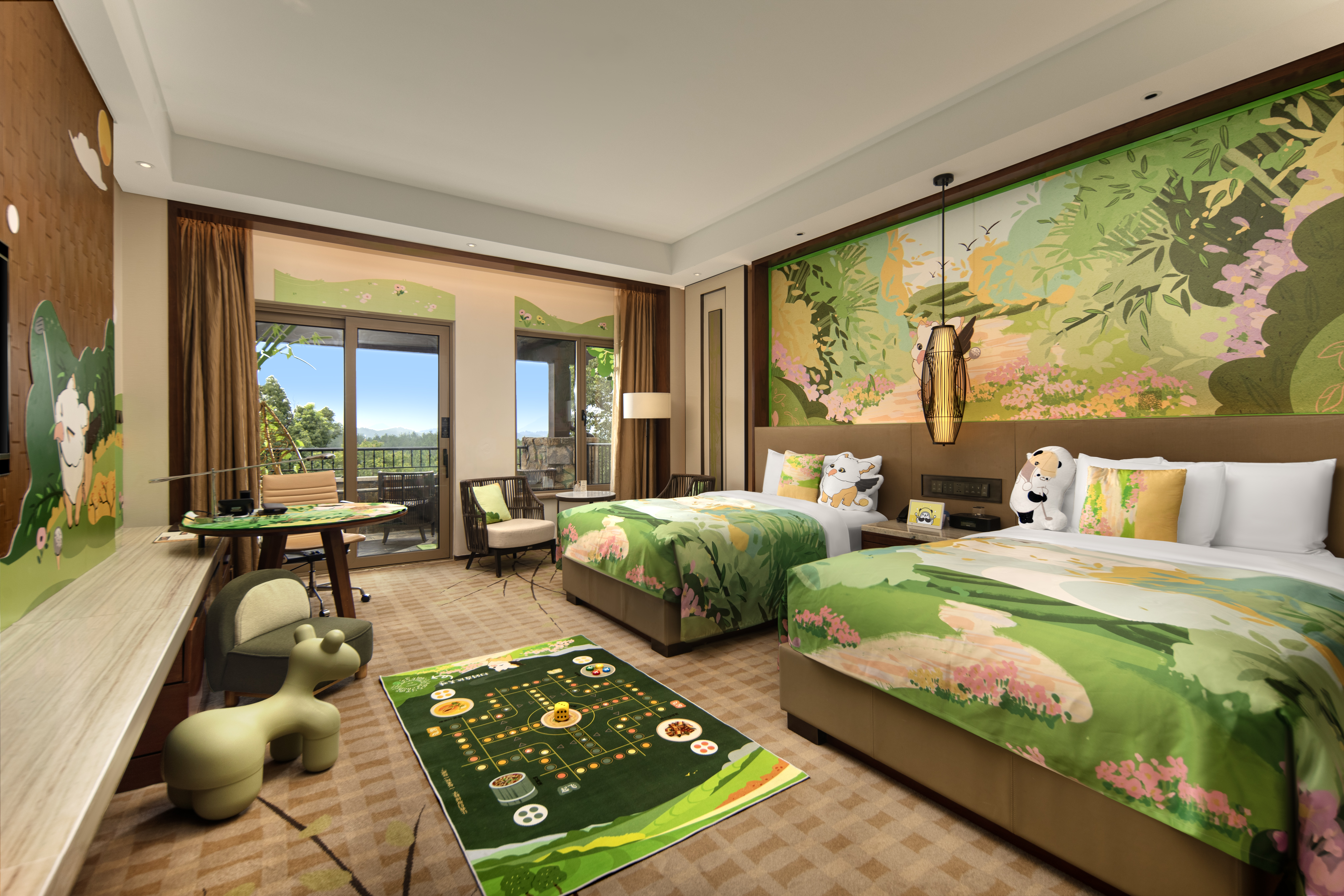 阳光运动亲子阳台双床房