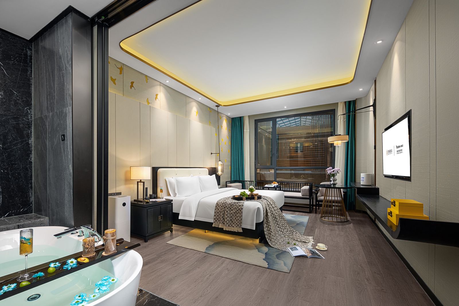 寒雪·臻享中空庭院大床房-氧吧负离子