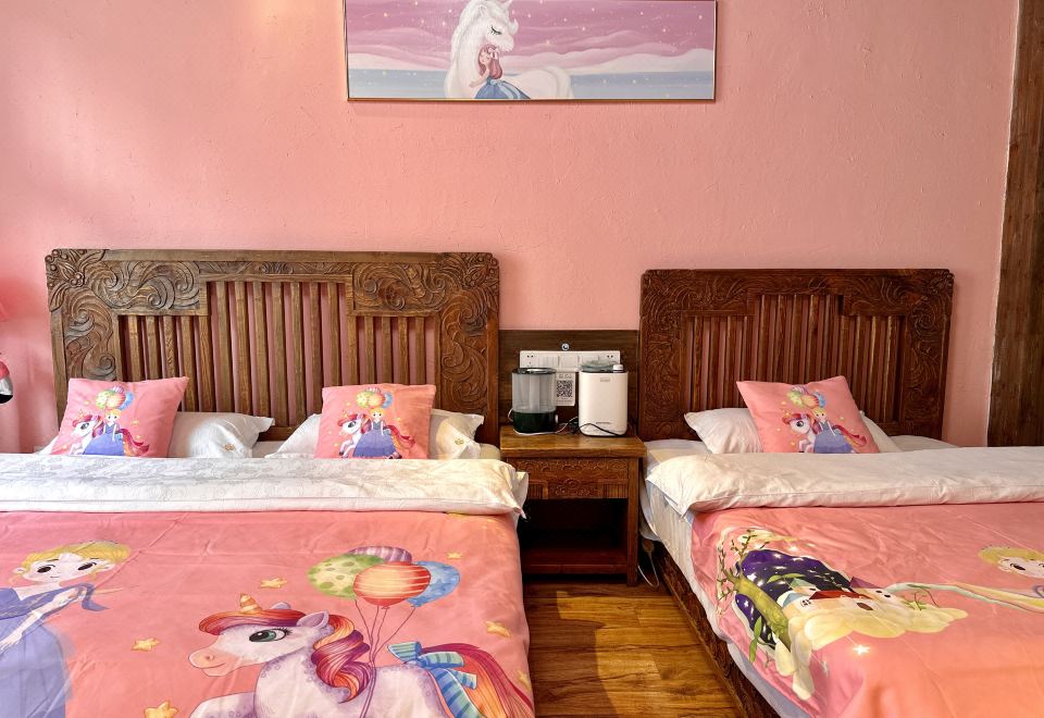 Pink Princess Themed Family Room With Air Conditioning, Oxygen Supply, And Humidifier