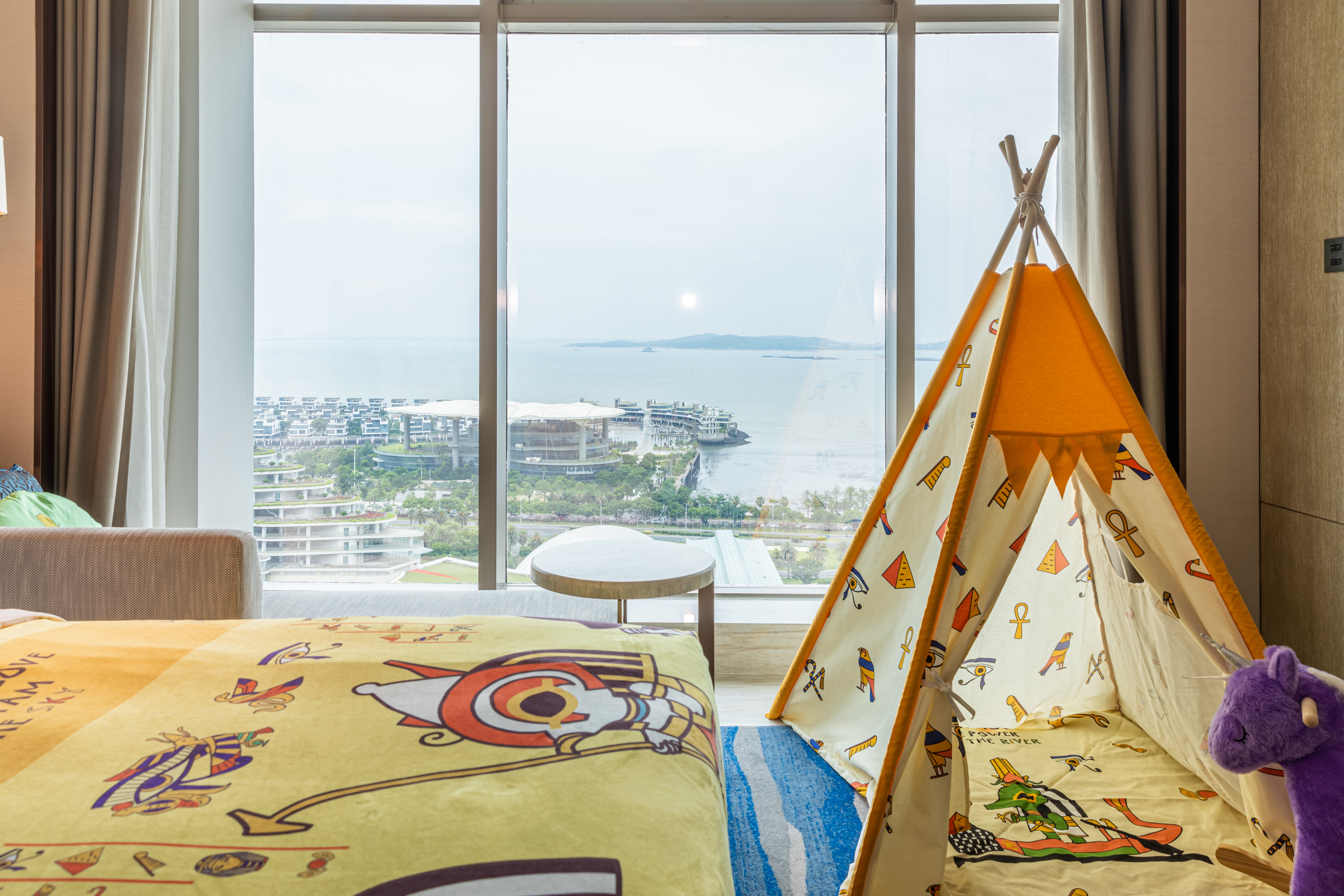 埃及萌神主题双床房（180°海上日出）