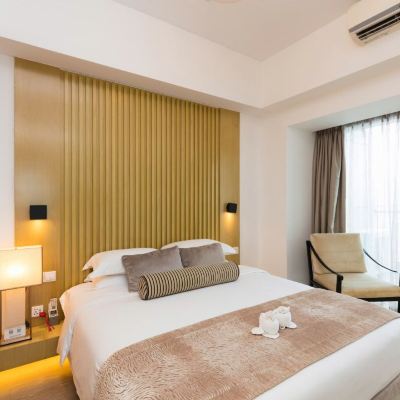 城景大床一房一廳|獨立洗衣機|全景陽台 珠海華髮·會展行政公寓優惠