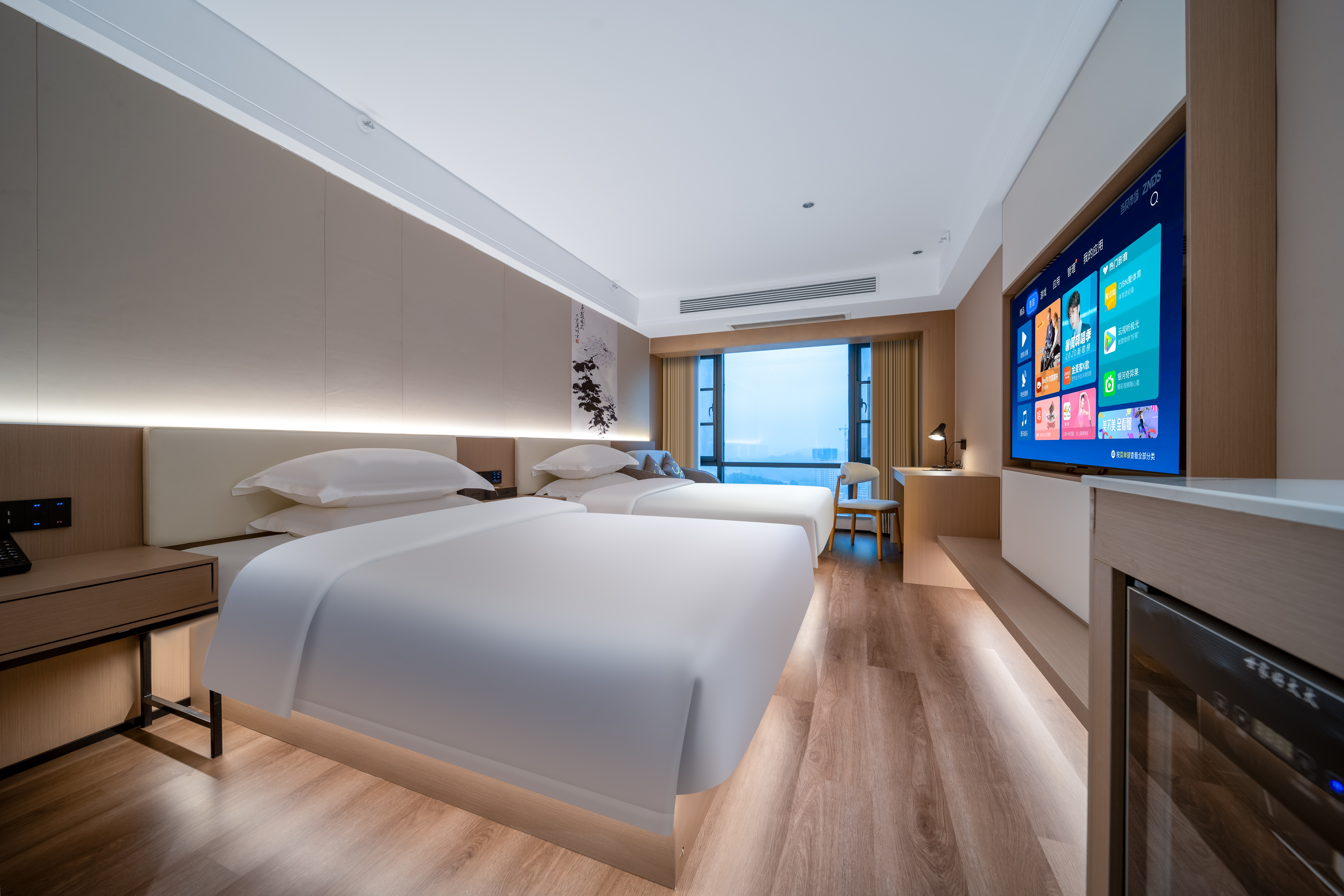 静雅园景双床房（全屋智能+影视会员+180°落地观景）