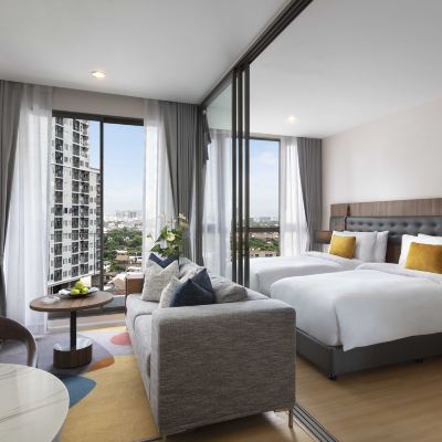 一臥室行政轉角雙床 曼谷提瓦農奧克伍德套房飯店優惠