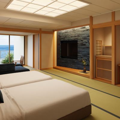 【モデレート】源泉オーシャンビュー露天風呂 高台から海を望む 絶景の宿　伊豆・熱川温泉 粋光（SUIKO） クーポン