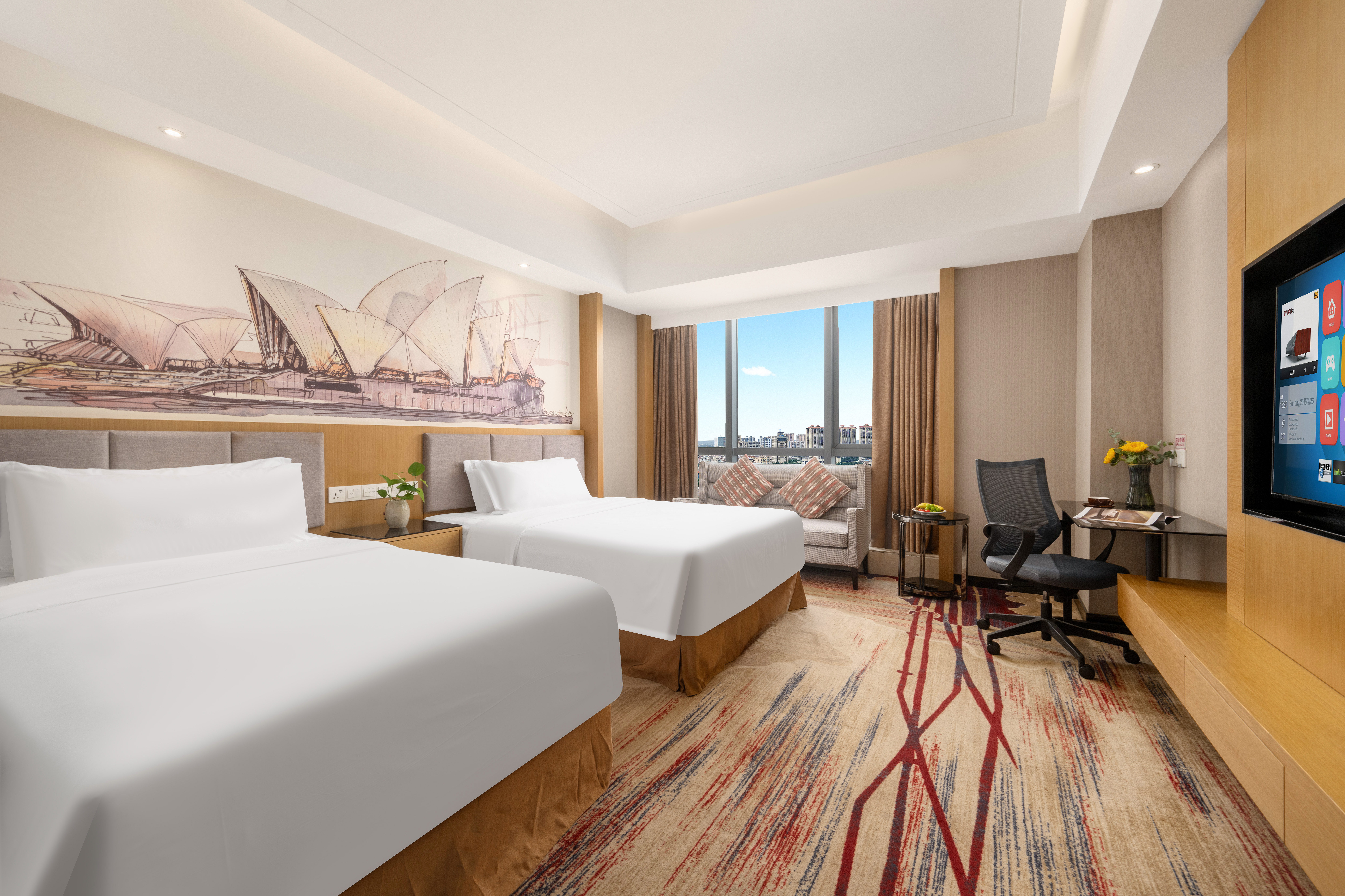 观景双床房（商务办公+高品床垫+悦览城景）