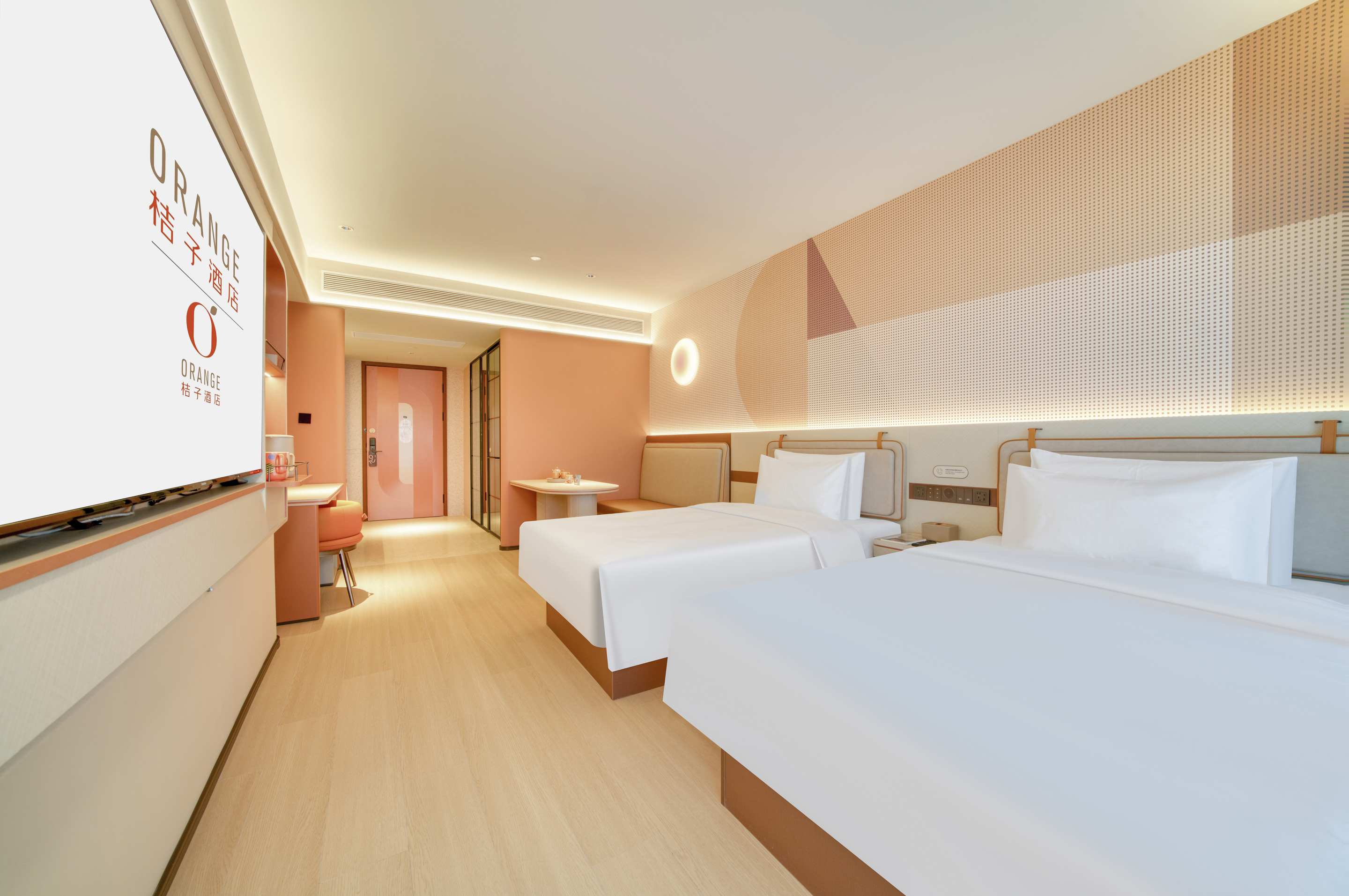 高级双床房（小冰箱+65寸电视投屏+四种灯光亮度）