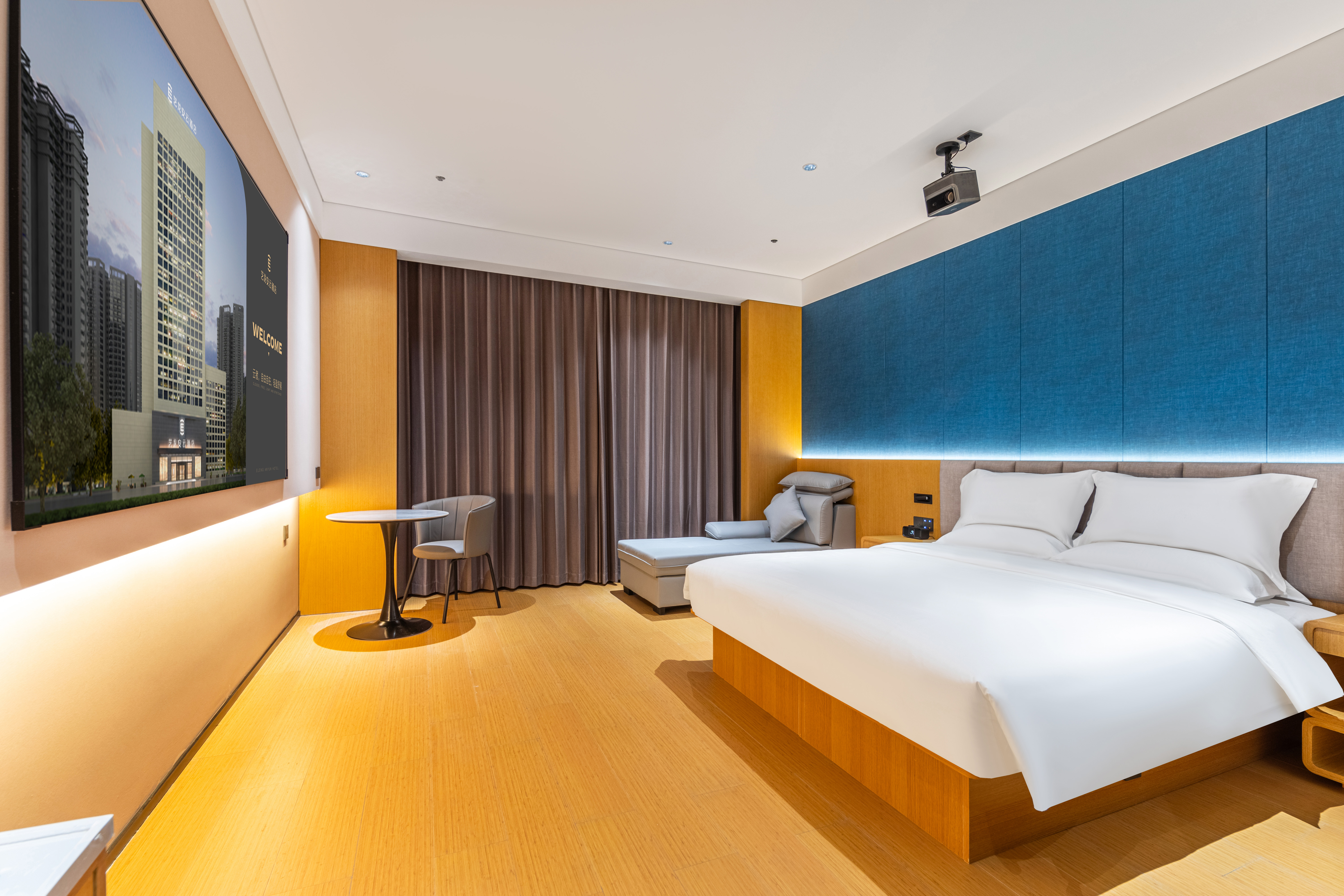 影音房「全屋智能客控|天貓精靈智能音響|負離子吹風機|恆温馬桶|100寸幕布1080P高清」