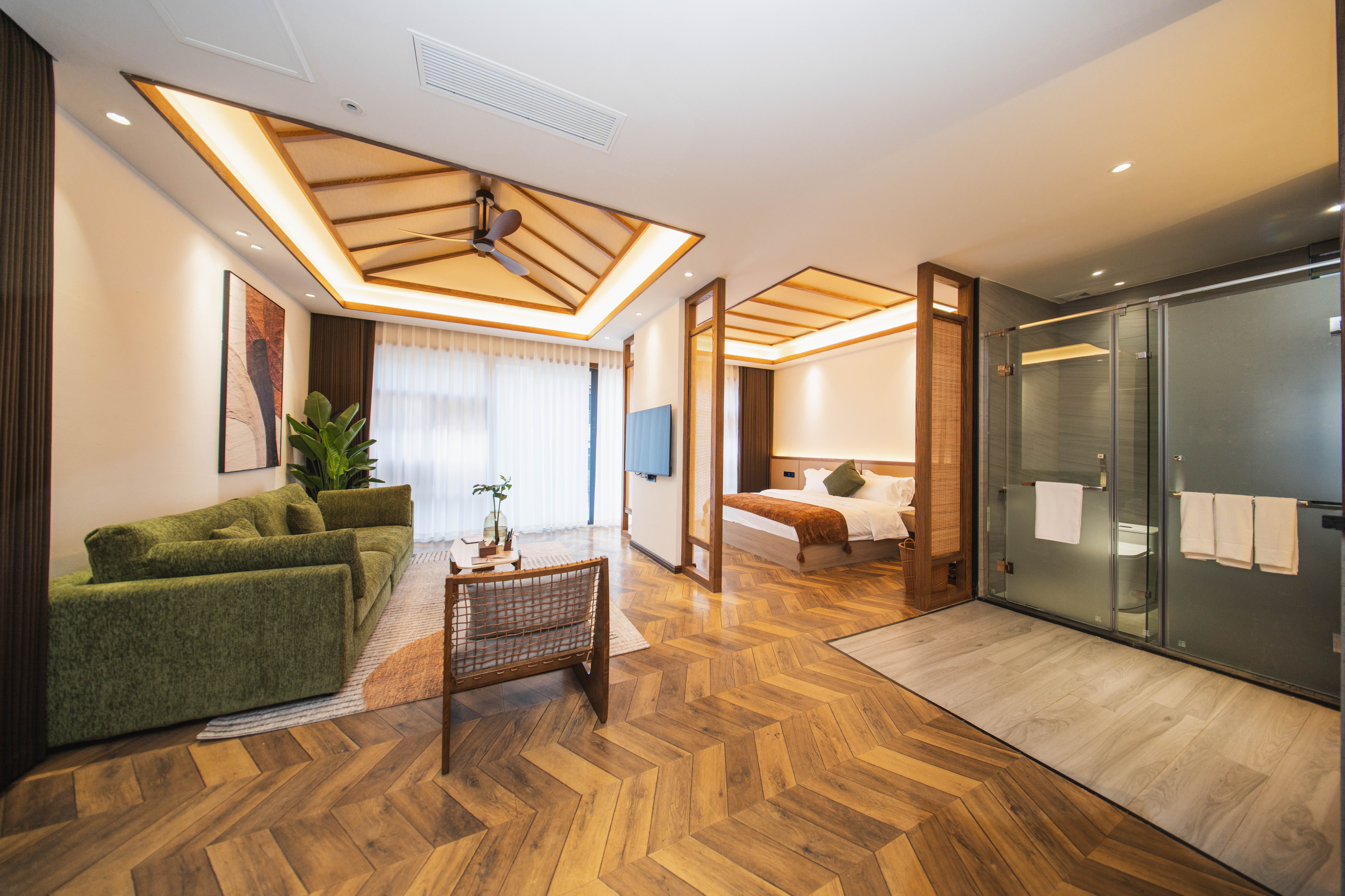 棲庭·趣野私湯雙床房「庭院私湯+大落地窗+無限放水」