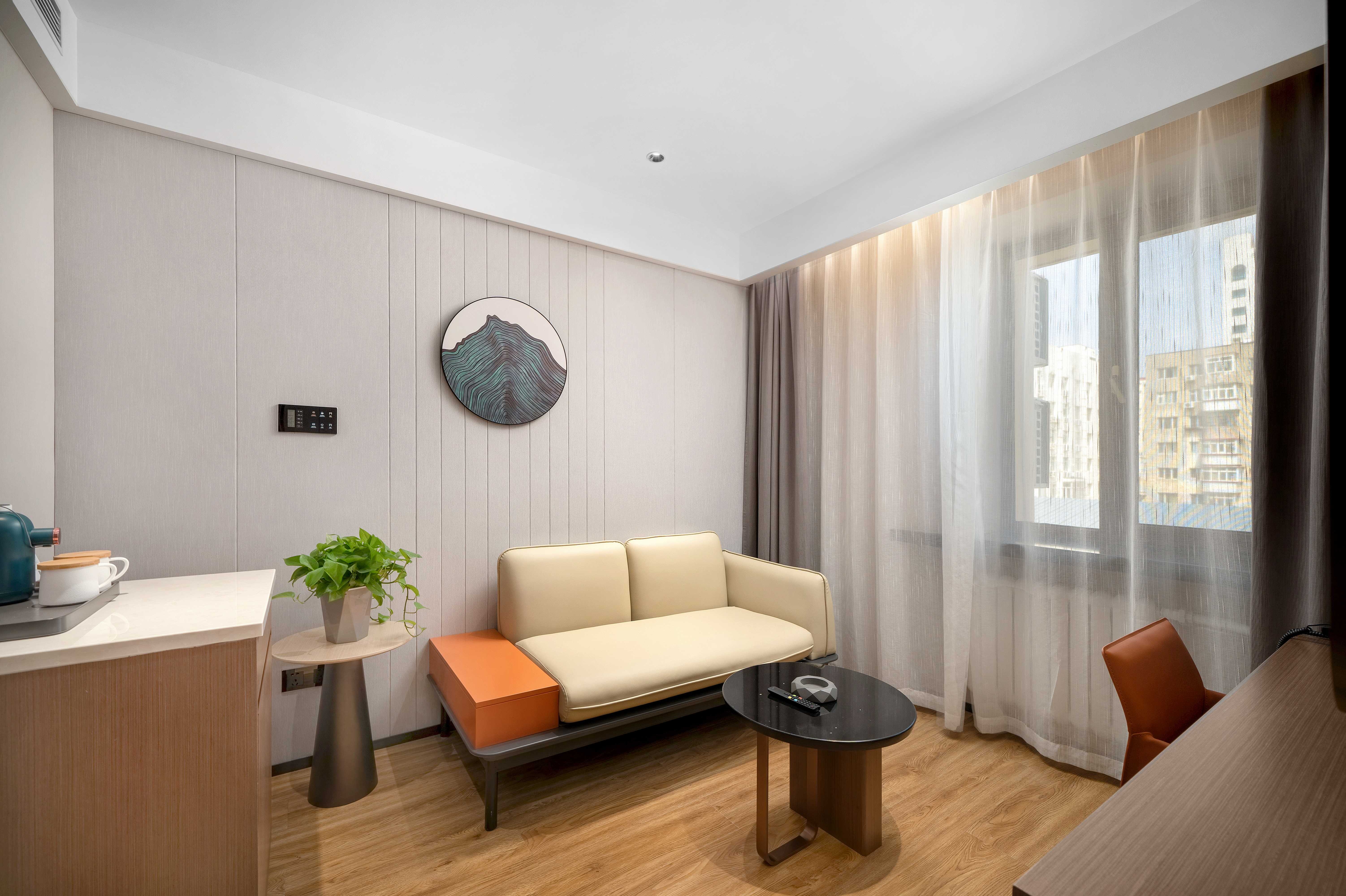 ZMAX Manxi Hotel (Harbin Central Street Sophia Church Store)有个客厅 XL（智能语音操控）