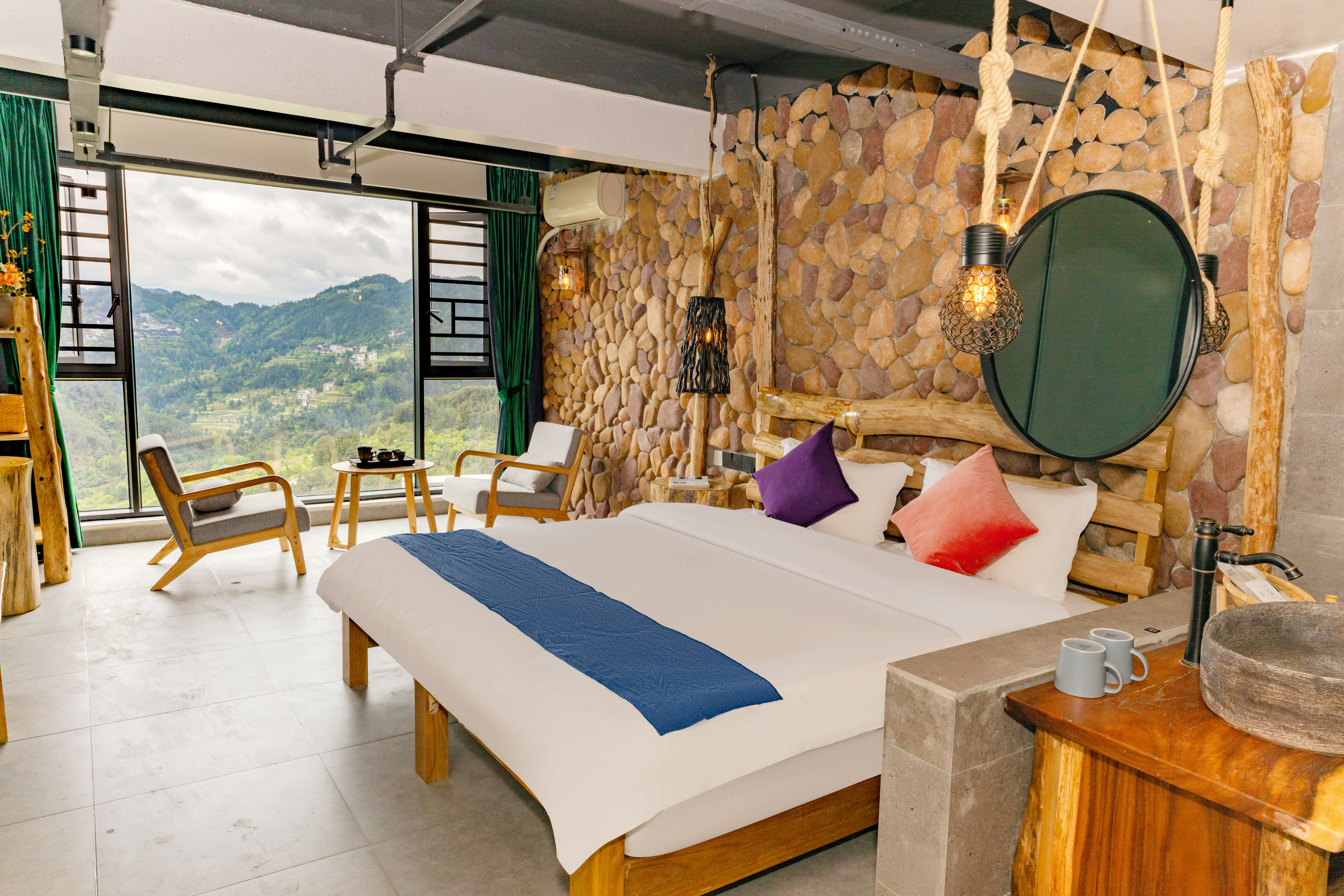 驿家石头大床房【落地窗+乾湿分离】