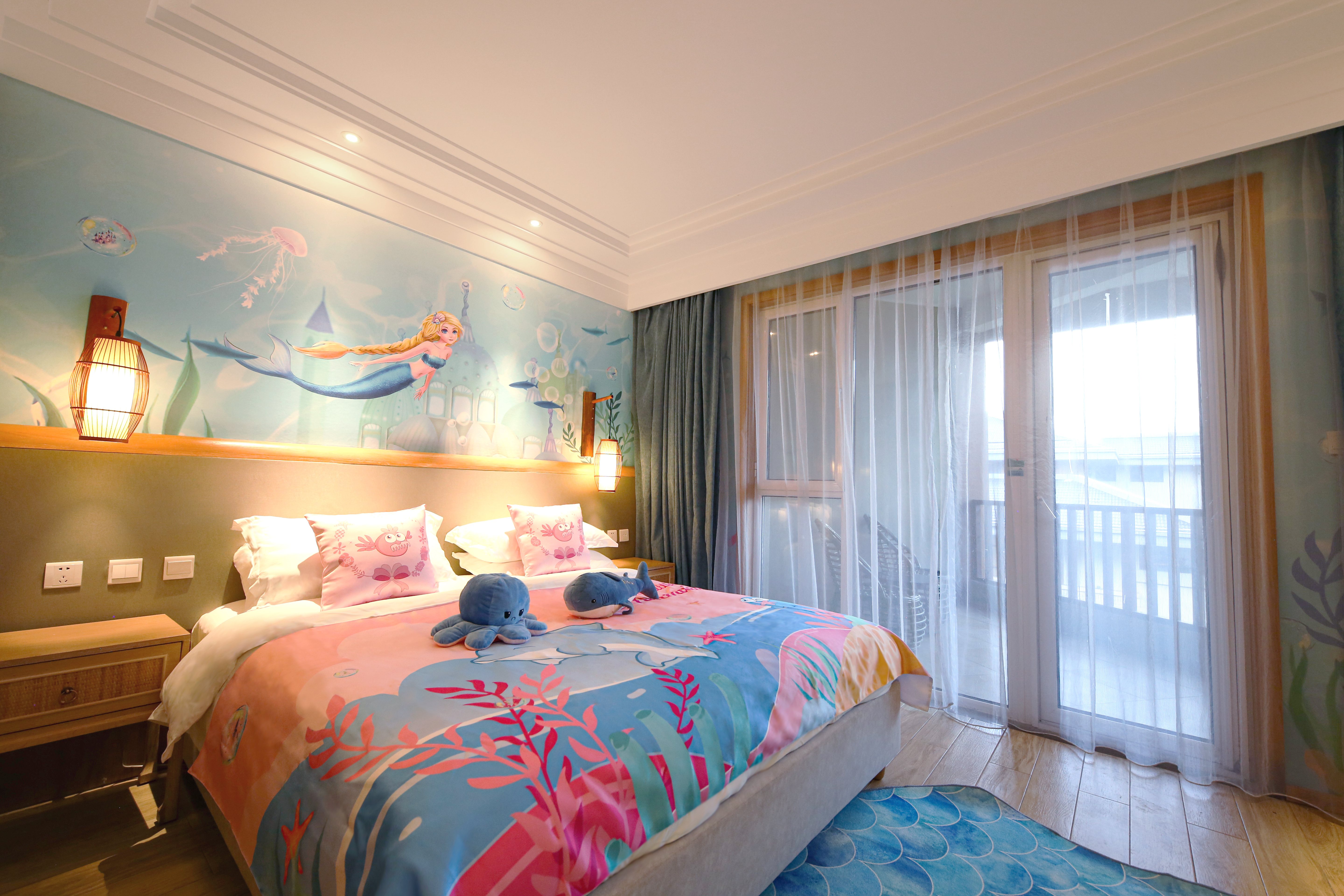 海洋主题舒适园景家庭房