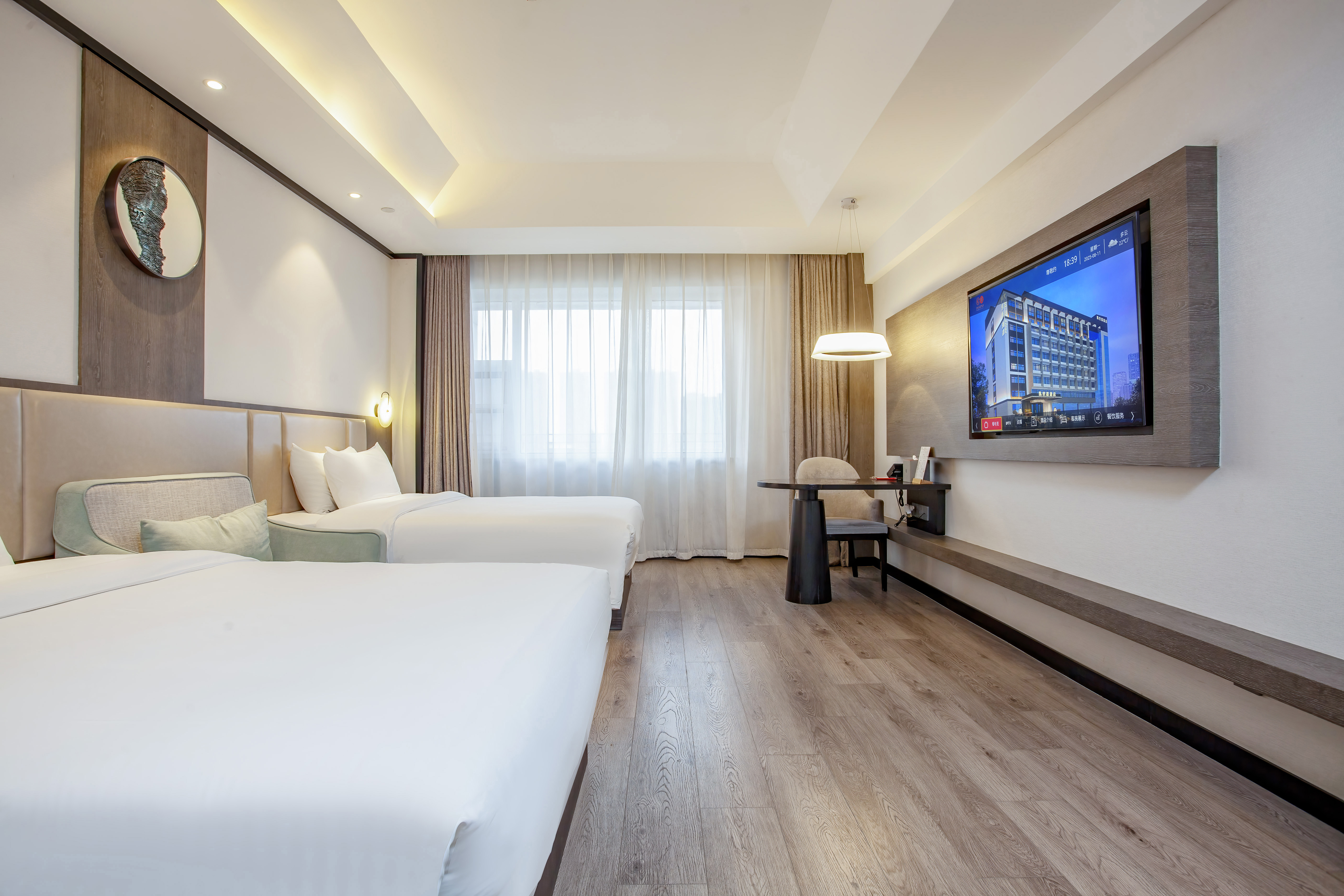 豪华双床房 （荞麦护颈枕+市景飘窗）