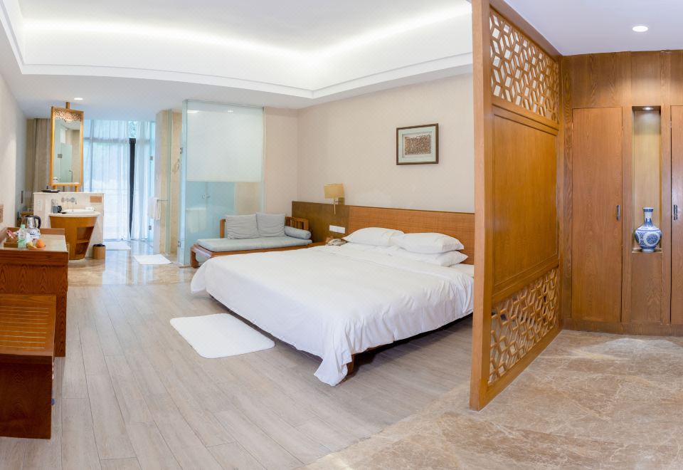 畔山温泉大床房-园林观景-独立泡池-认证温泉水