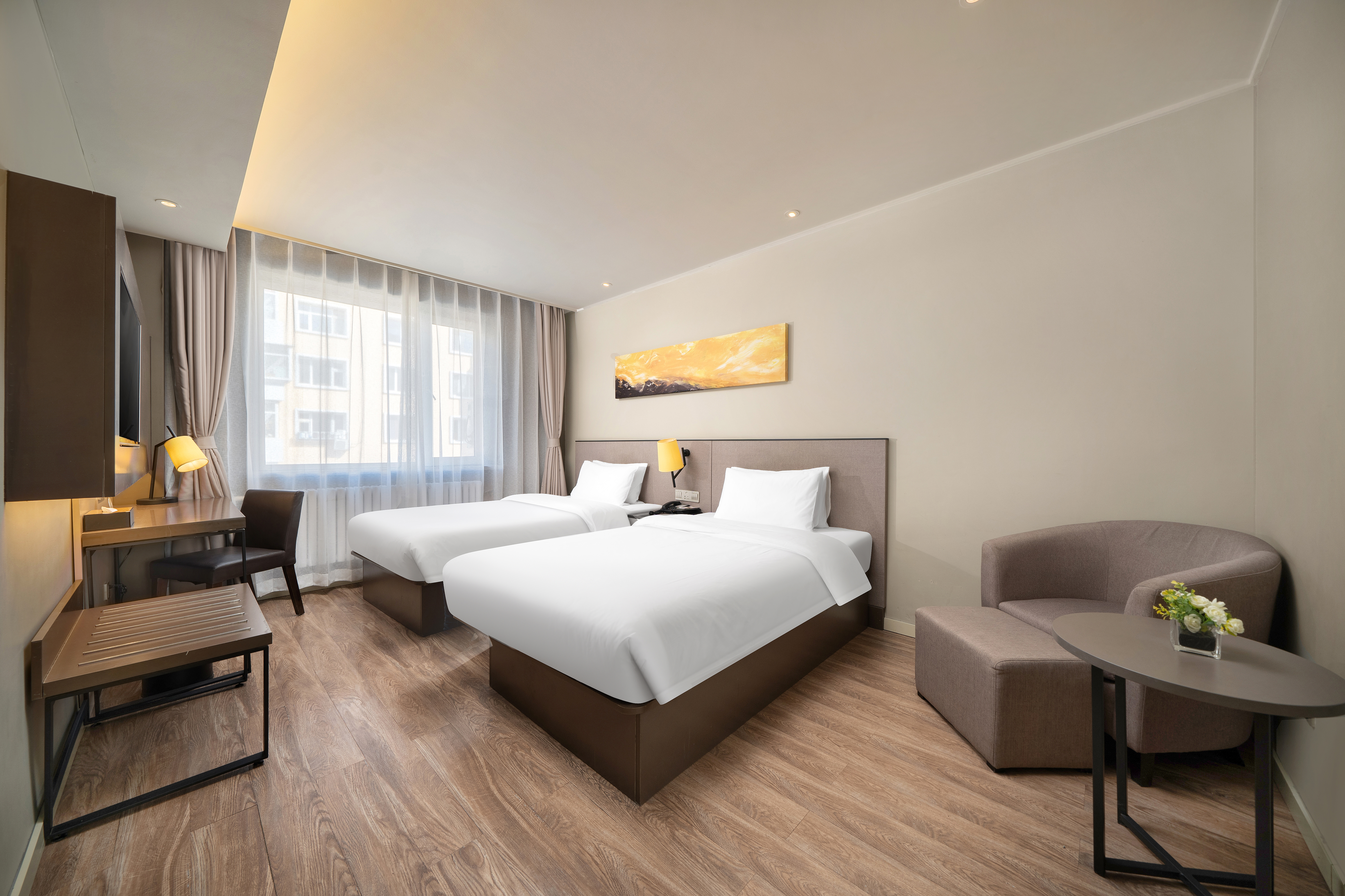 Homeinn Plus Hotel (Harbin Sandadongli Haguo)高级双床房（办公桌椅+独立衞浴）