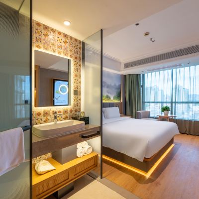 靜謐深睡園景大床房（助眠床品+全屋智能聲控+手機投屏） 深圳福田皇崗口岸秋果飯店優惠