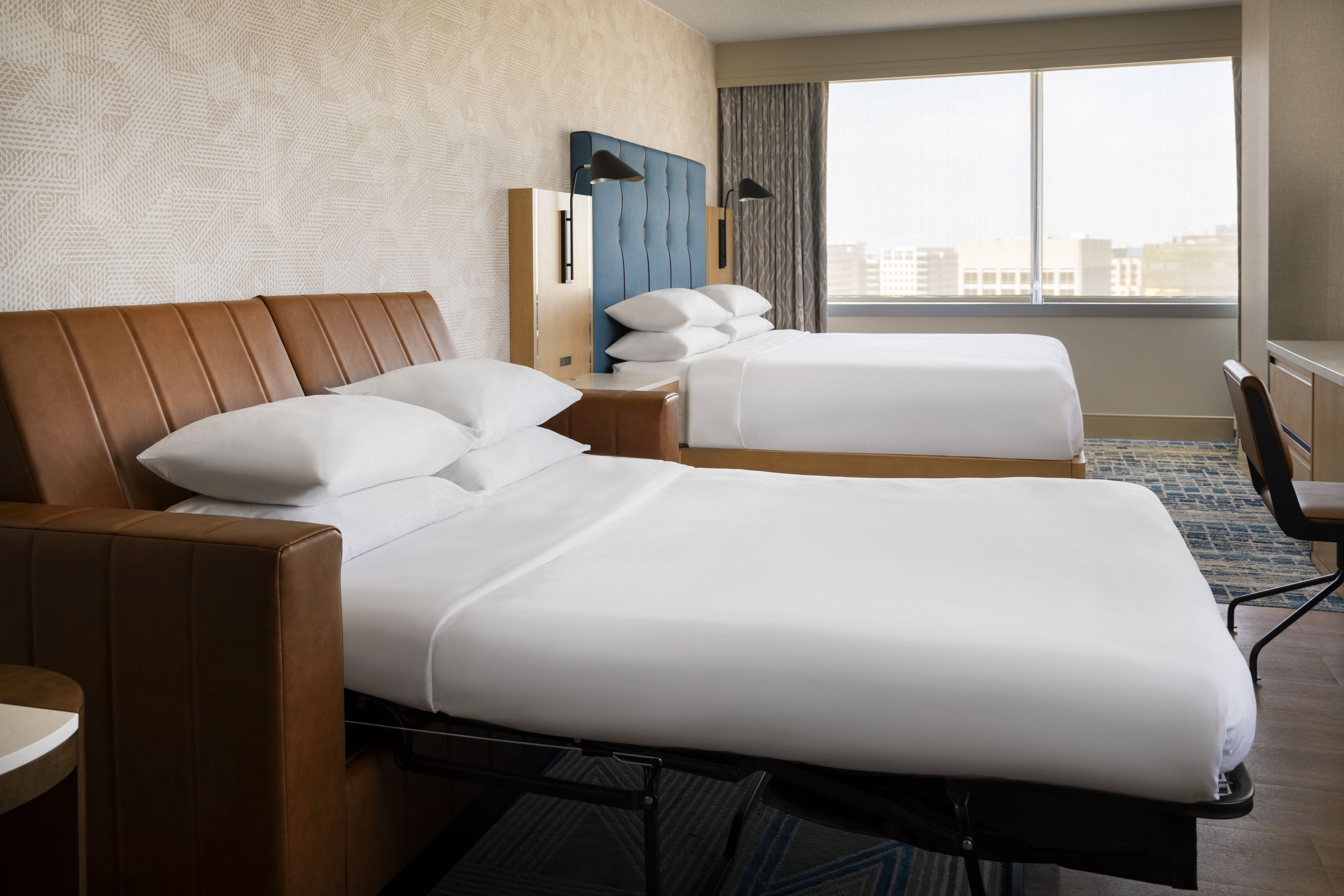 小型套房 - 带 1 张特大号床、梳化床、城市景观 - 转角房