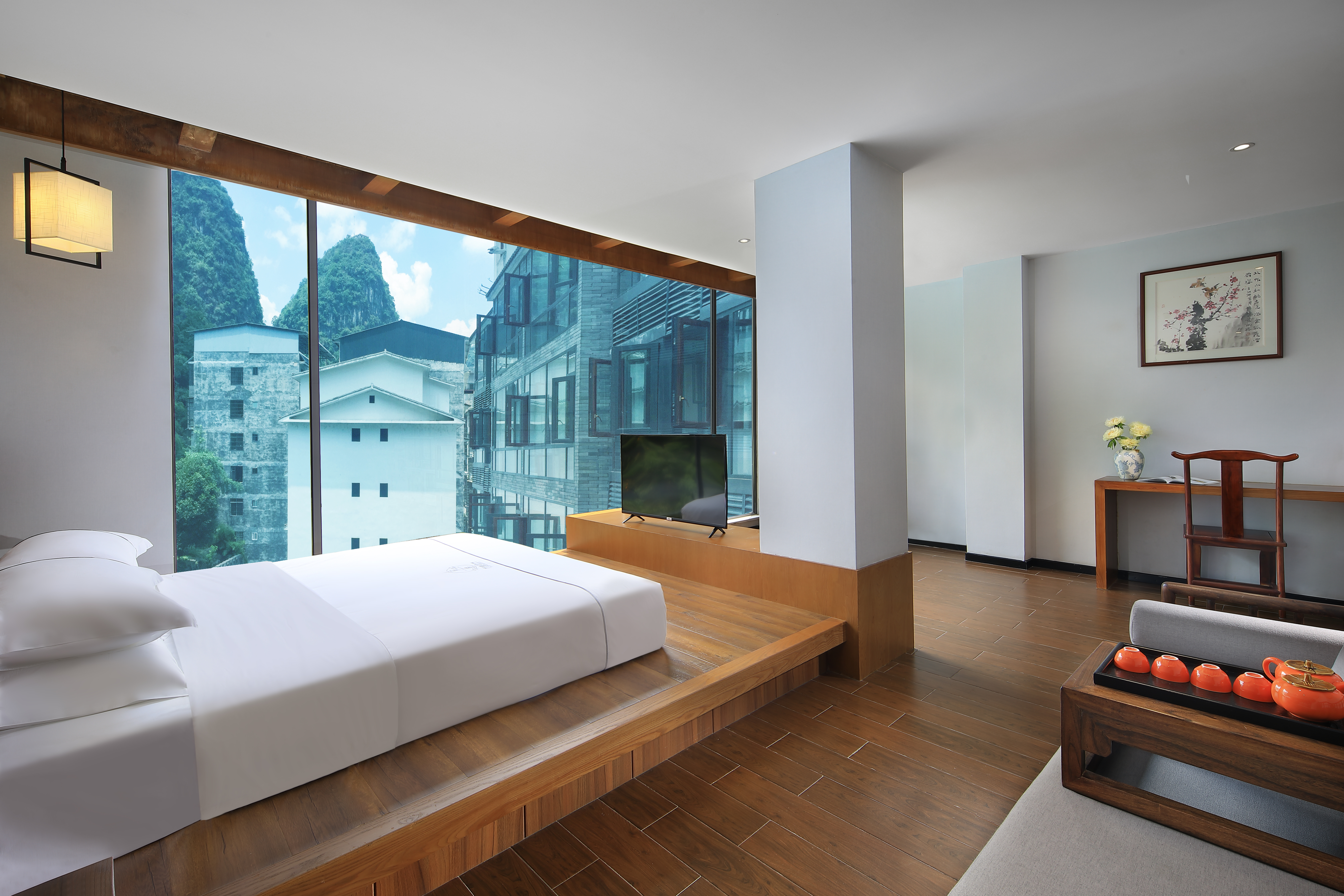 Xianchuang Hotel园景大床房+园林景观+minibar+小冰箱