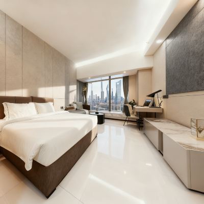 Idle Dream｜高空大床房「巨幕投影•日光沐浴•洗衣機」 翰文國際公寓（廣州珠江新城中山眼科中心店）優惠