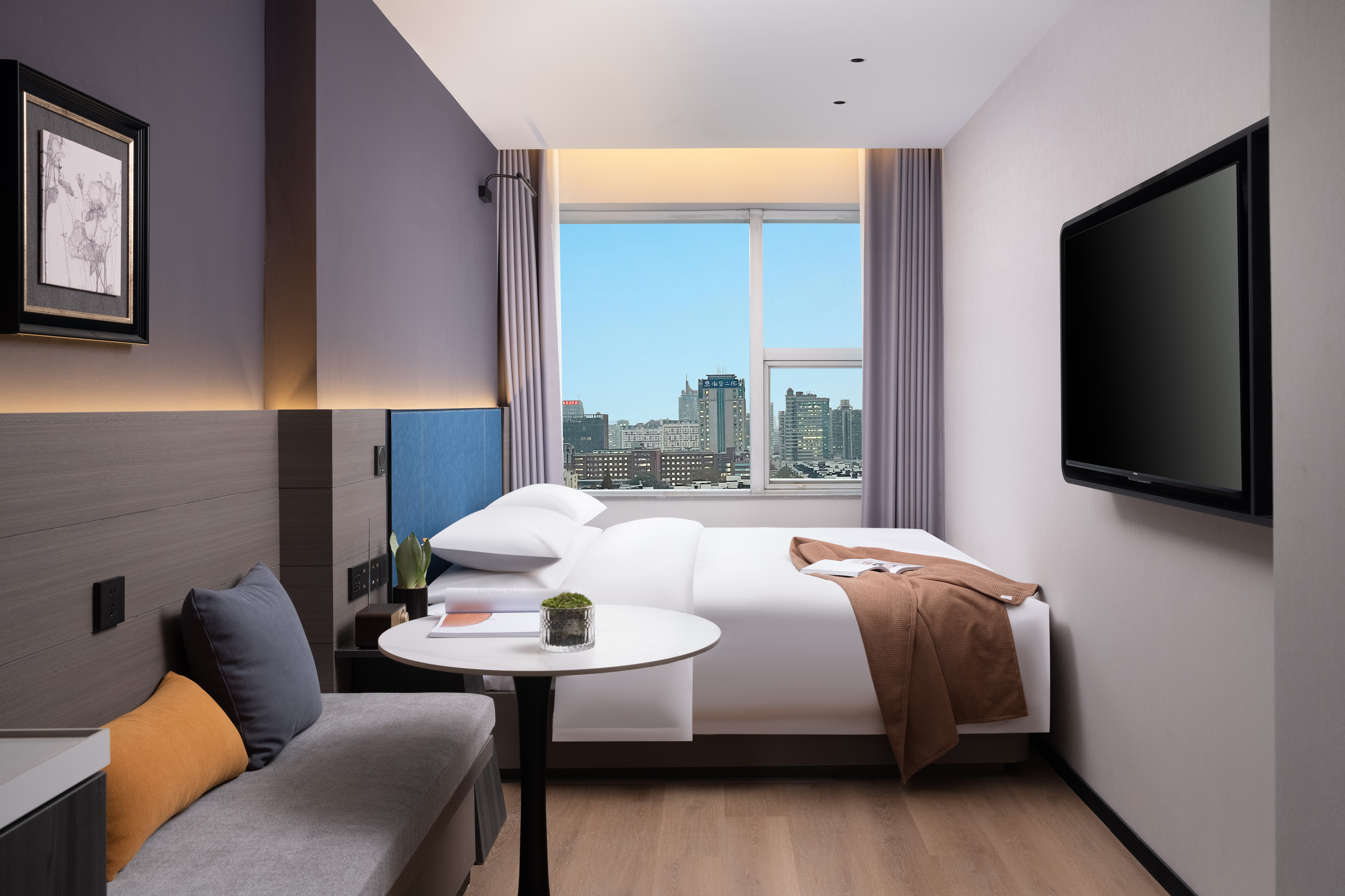 西子云端·城心静谧大床房（高清投屏电视+零压床垫+乳胶枕头+小型盆景）