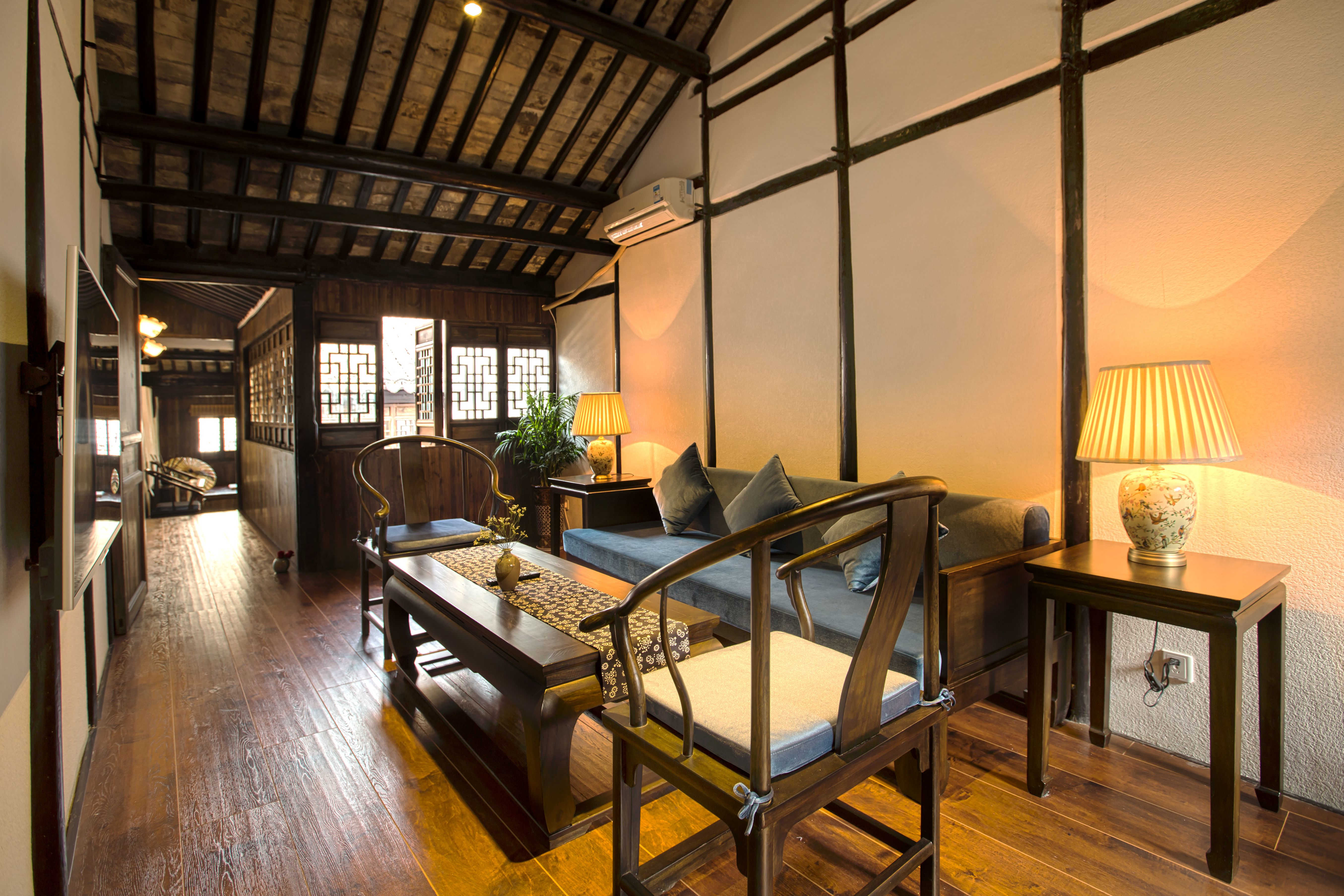 河景·两卧两厅复式套房（75号）（古雅丝制蚊帐+民国风会客厅+超大榻榻米）