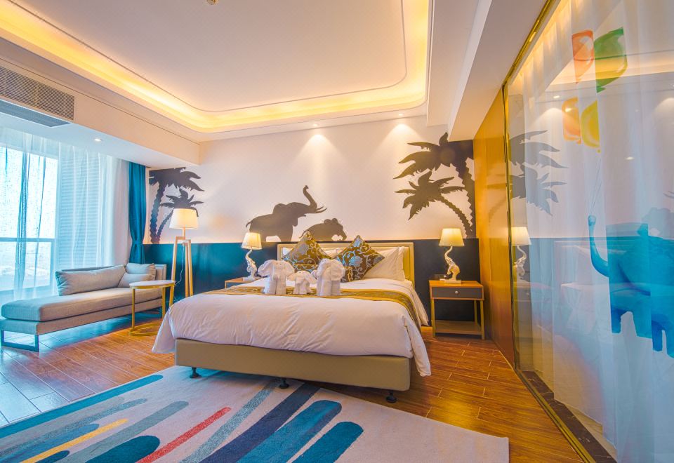 動物景觀大床房（房間直麪動物園）