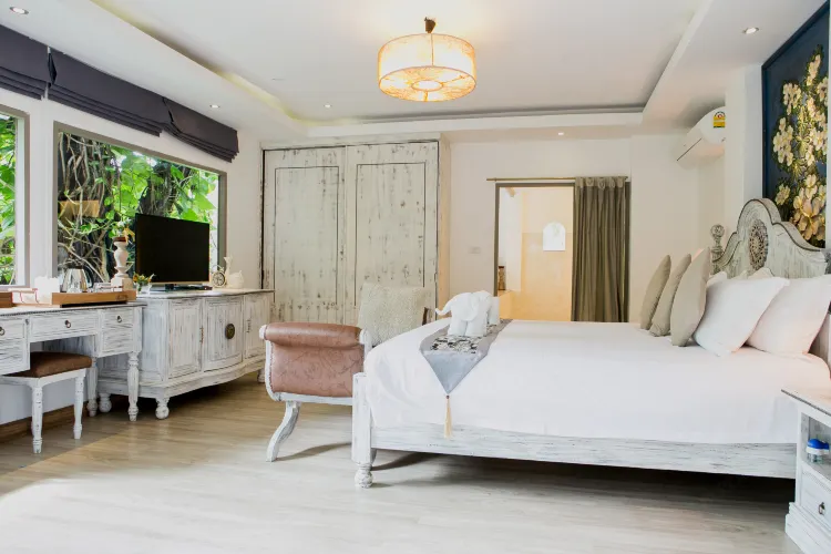 ห้องดีลักซ์ เตียงคิงไซส์ พร้อมวิวสวน