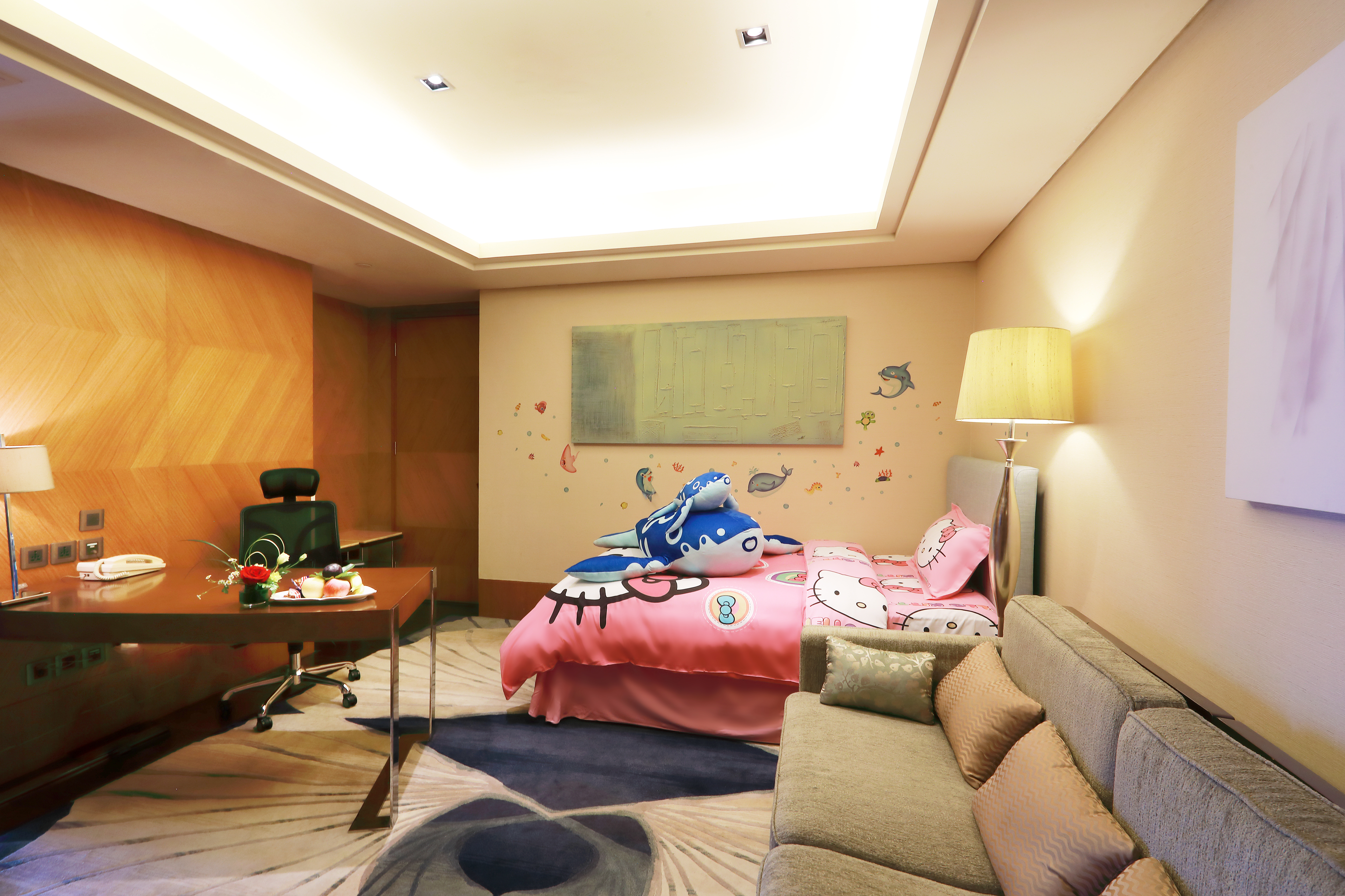 豪华海景卡通主题亲子套房（180°海景，带阳台）
