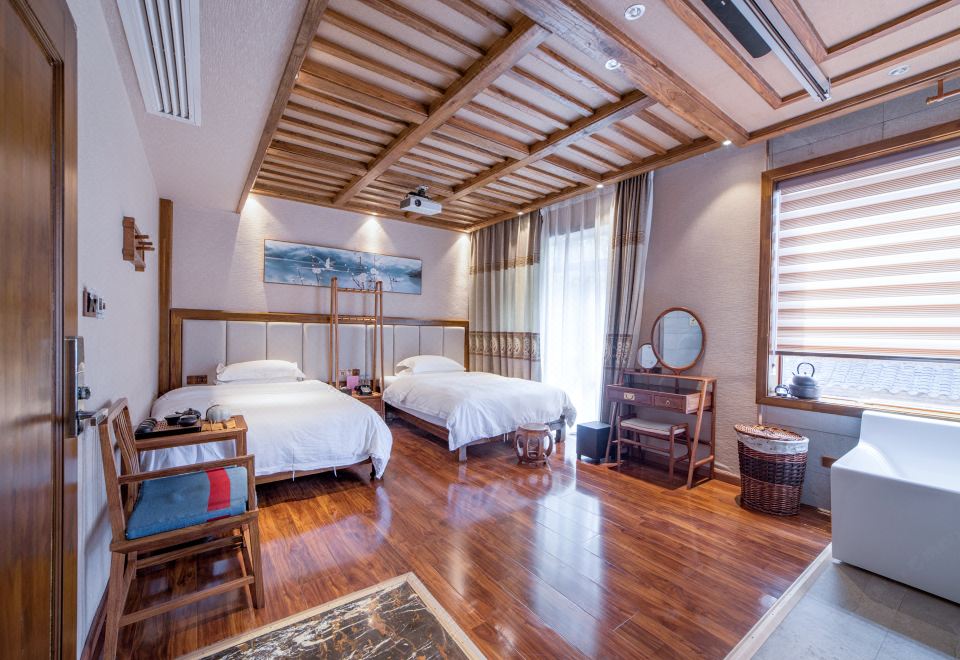 花间·轻奢双床房｜巨幕投影+乾湿分离+中央空调+浴缸