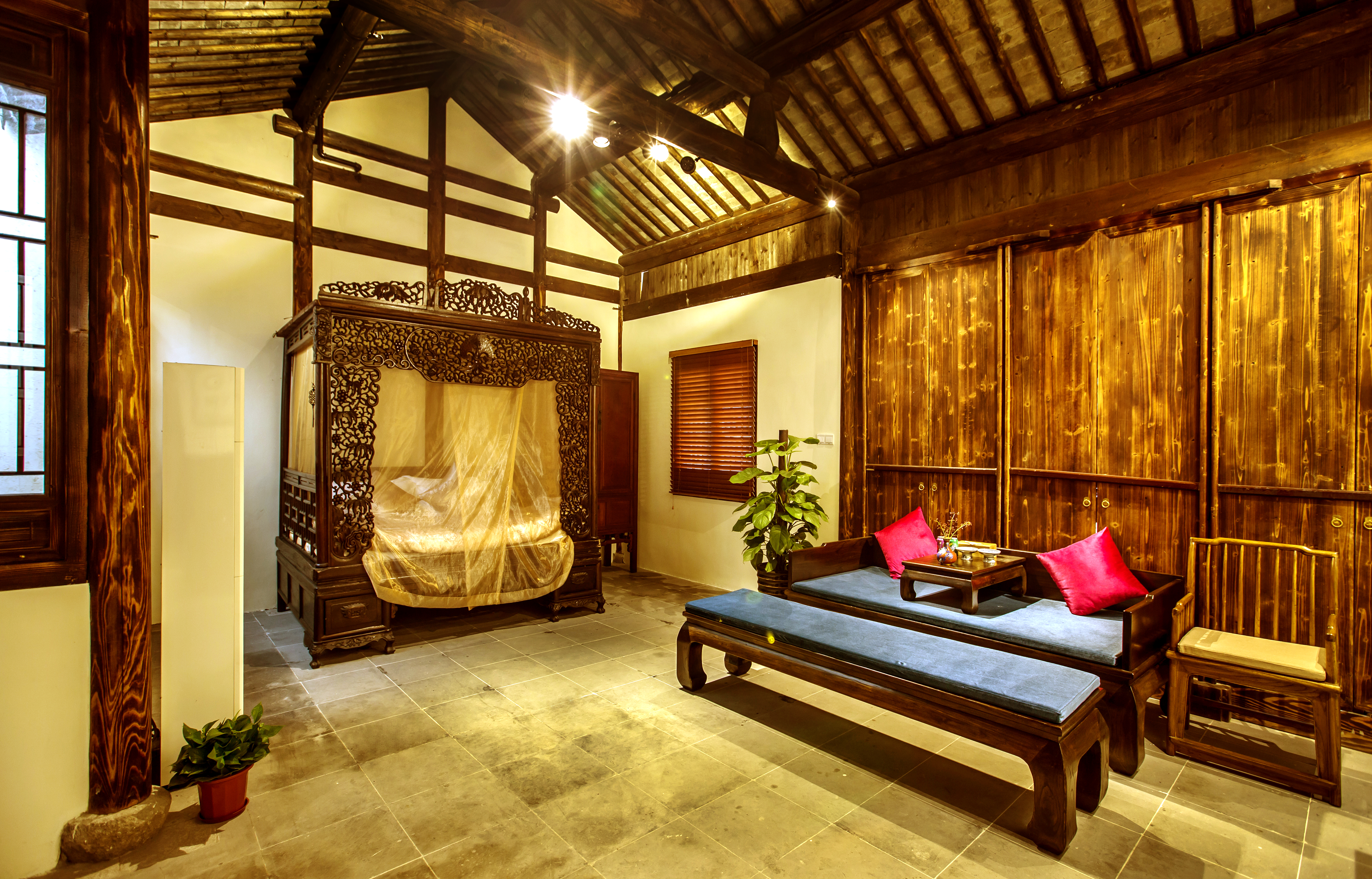 独栋·两卧一厅江南庭院-3（绝美雕花床+园林小院+民国会客厅）